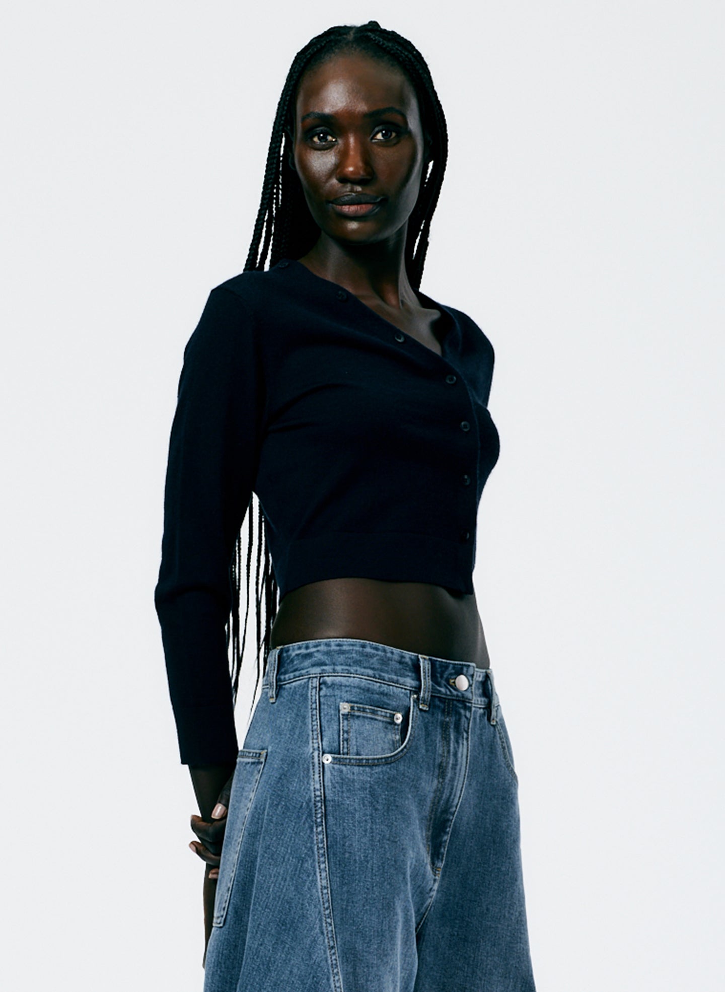 Cashmere Silk Super Cropped Asymmetrical Cardigan – Tibi Official