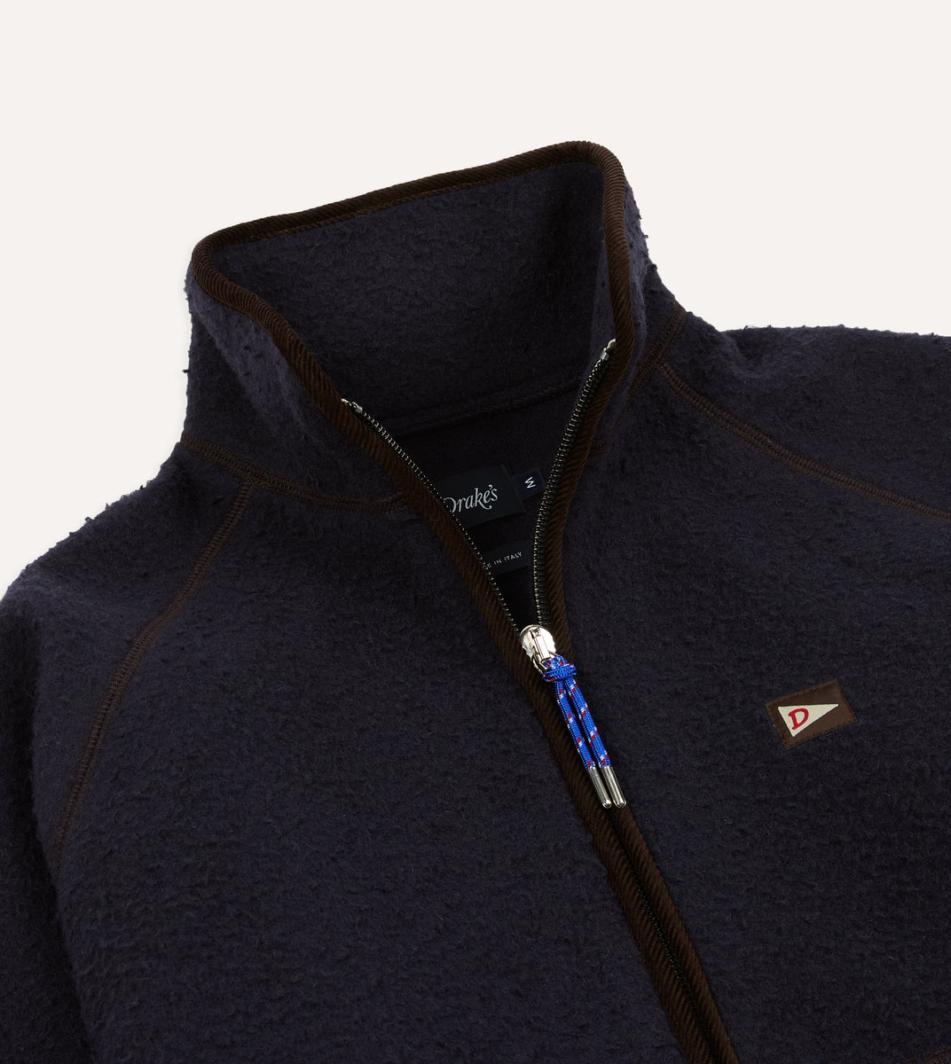 Navy Casentino Wool Half-Zip Pullover Fleece – Drakes US
