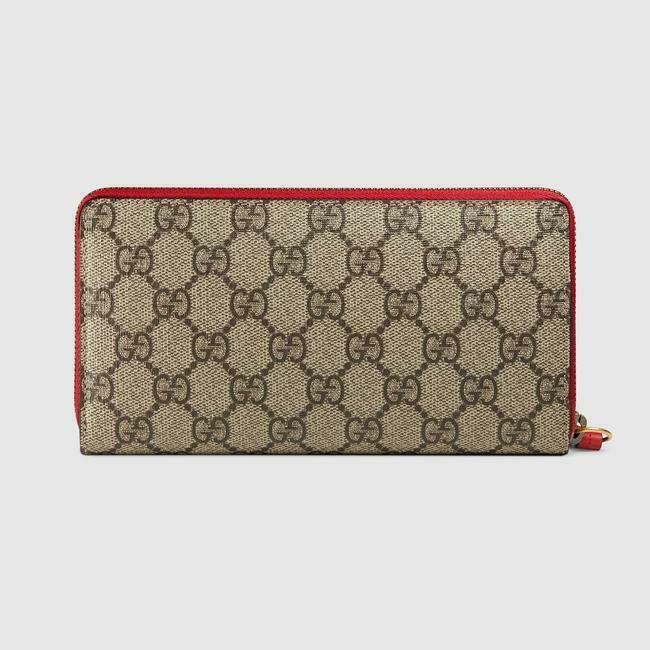 Gucci Cherry Leather Long Wallet Zip Canvas Cherrie GG Fruit Italy