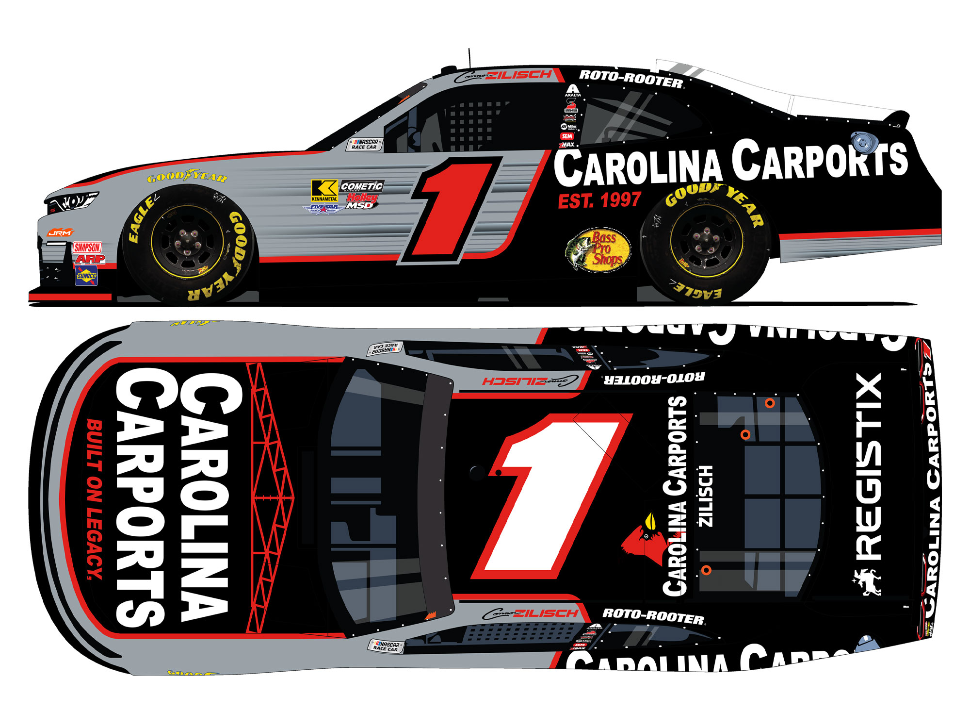 Connor Zilisch 2026 Carolina Carports 1:24 Color Chrome Xfinity