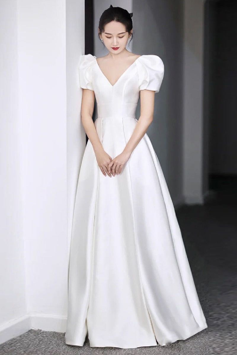 708747640262 即納ドレス Aライン フロアレングス サテン ウェディング