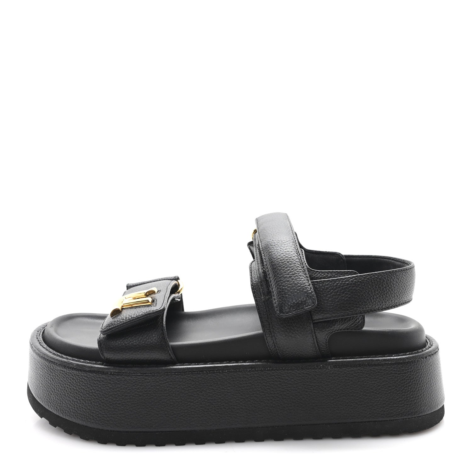 Louis Vuitton Lambskin Sunset Comfort Platform Sandals 39 Black