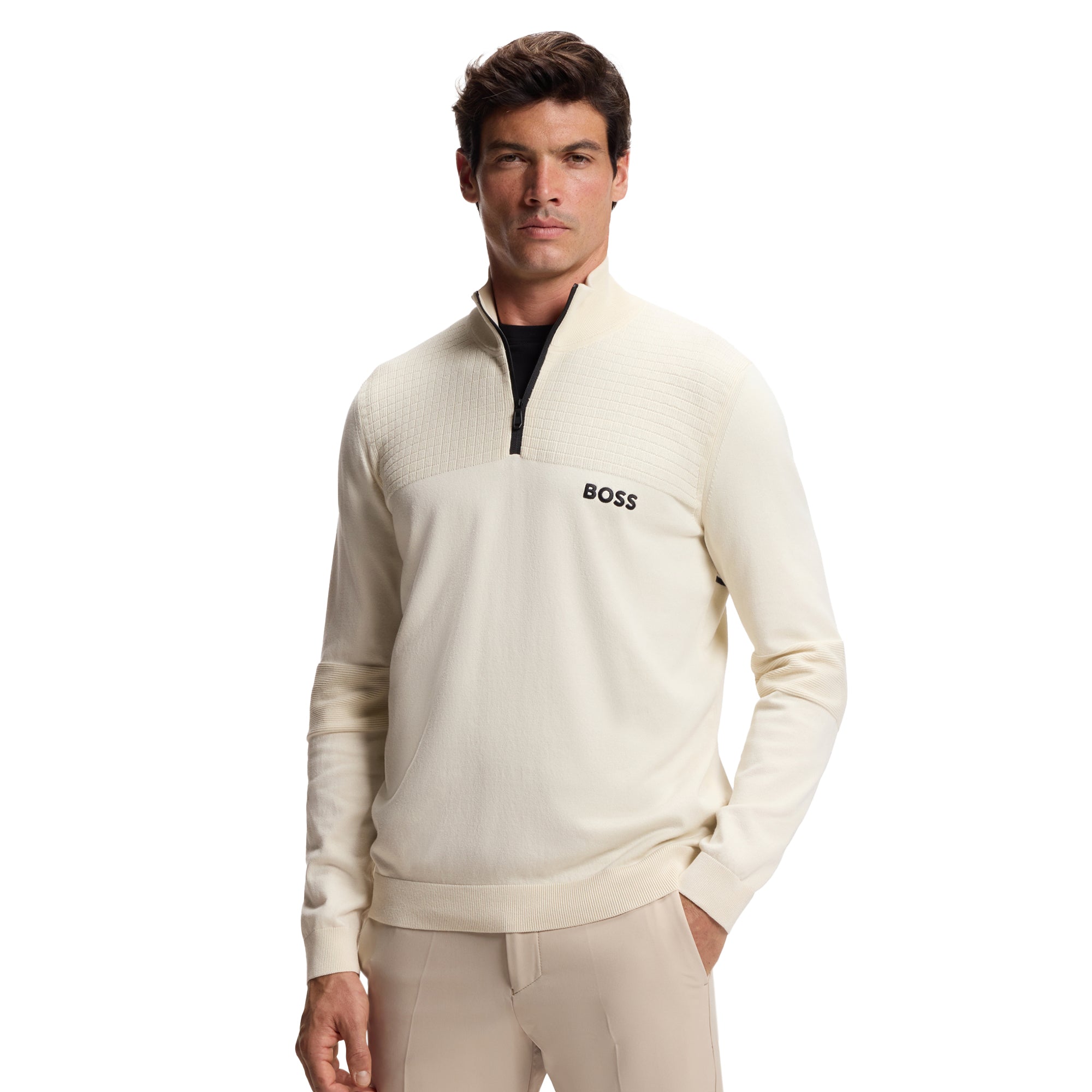 BOSS K_Hydro 1/4 Zip Sweater WI25 - Light Beige 131 - 50541953-131