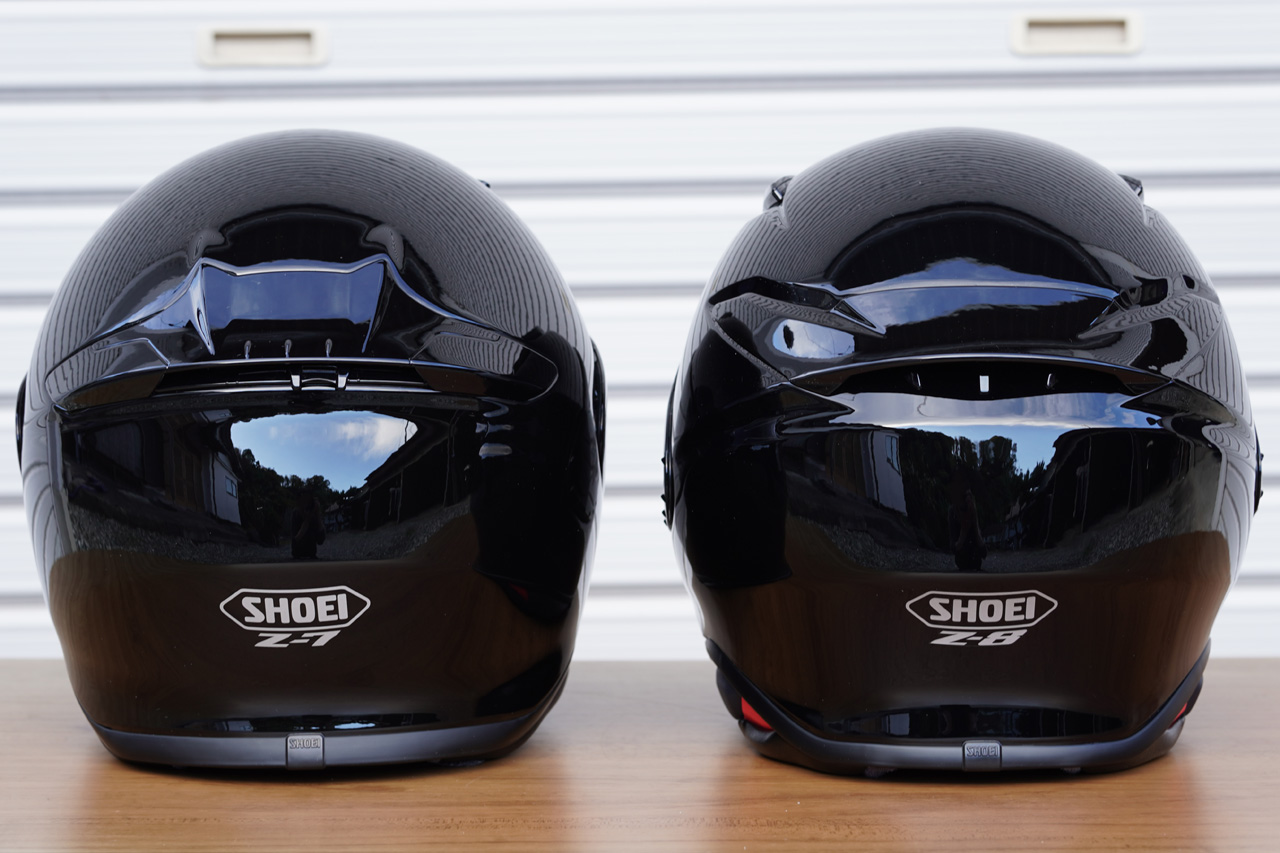 SHOEI Z-7 Z-8 フルフェイスヘルメット ブラック 比較画像