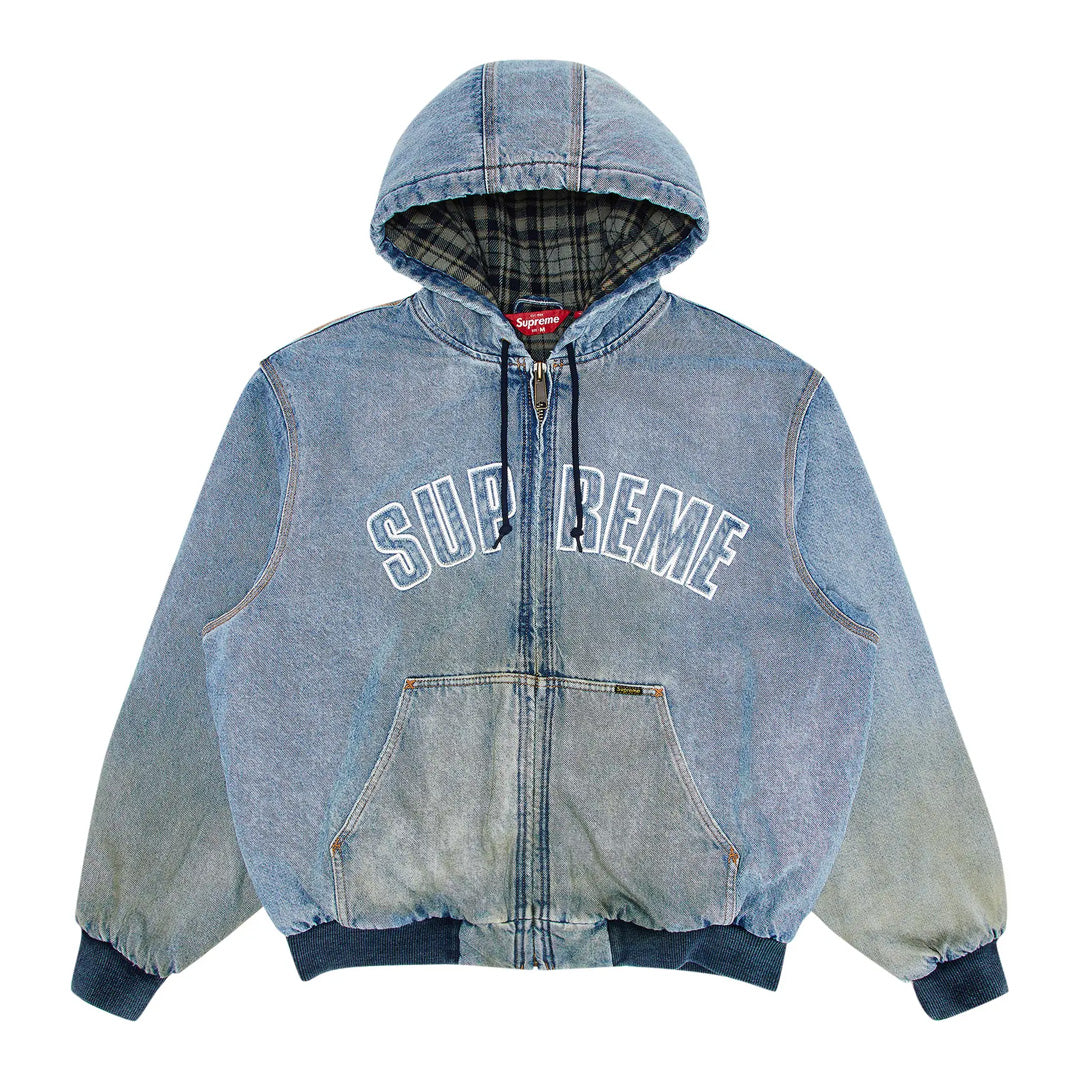 Supreme Reflective Arc Hooded Work Jacket Denim | Kenshi