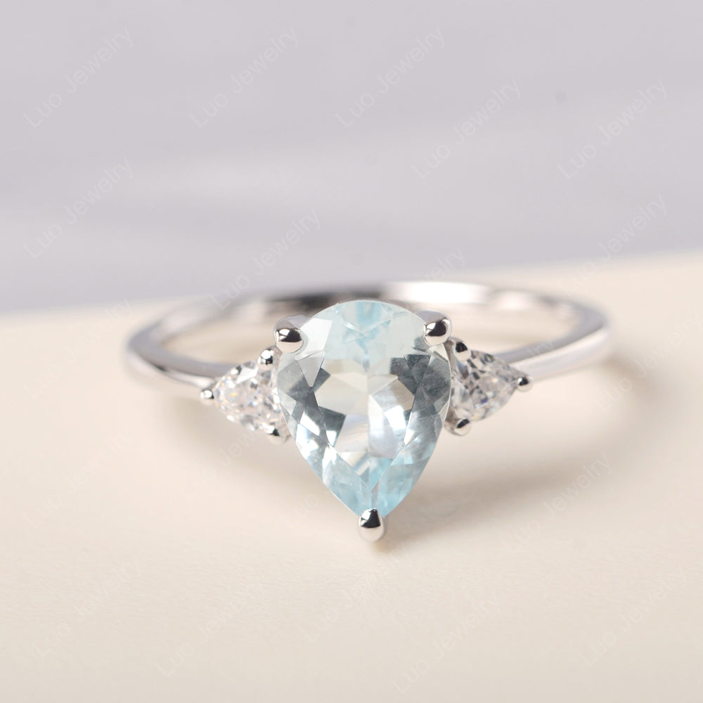 Teardrop Aquamarine Trilogy Ring | LUO