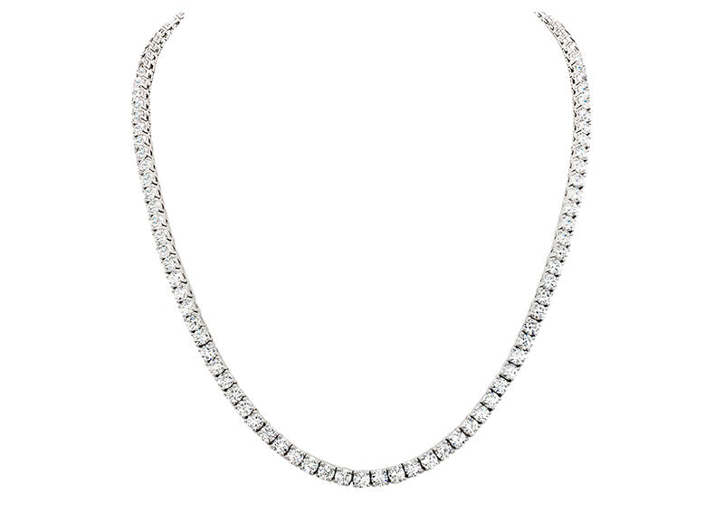 Silver Classic Tennis Necklace with Double Security Clasp 18