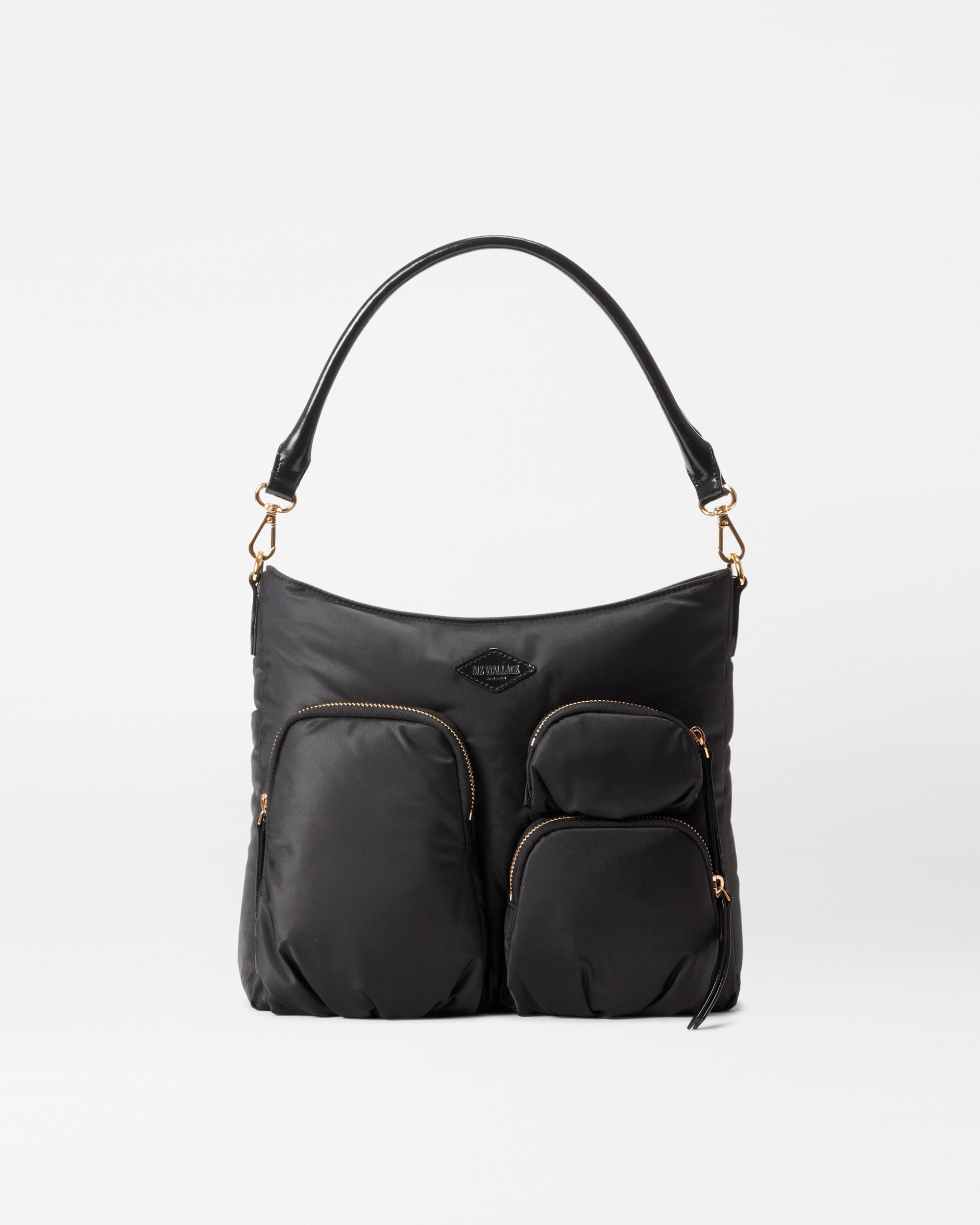 Chelsea Hobo Shoulder Bag in Black Nylon | MZ Wallace