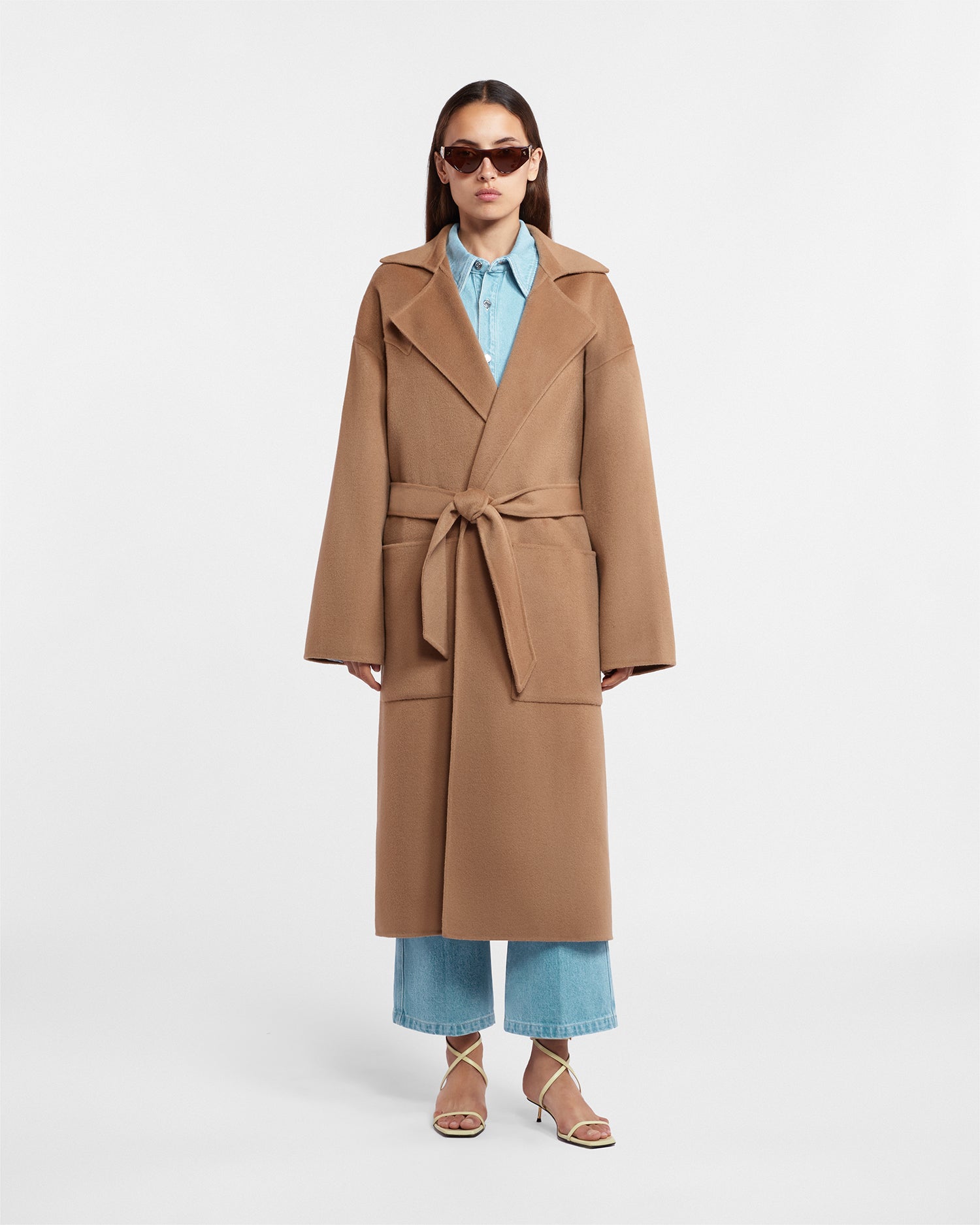 Alamo - Wool Silk Blend Robe Coat - Camel – Nanushka