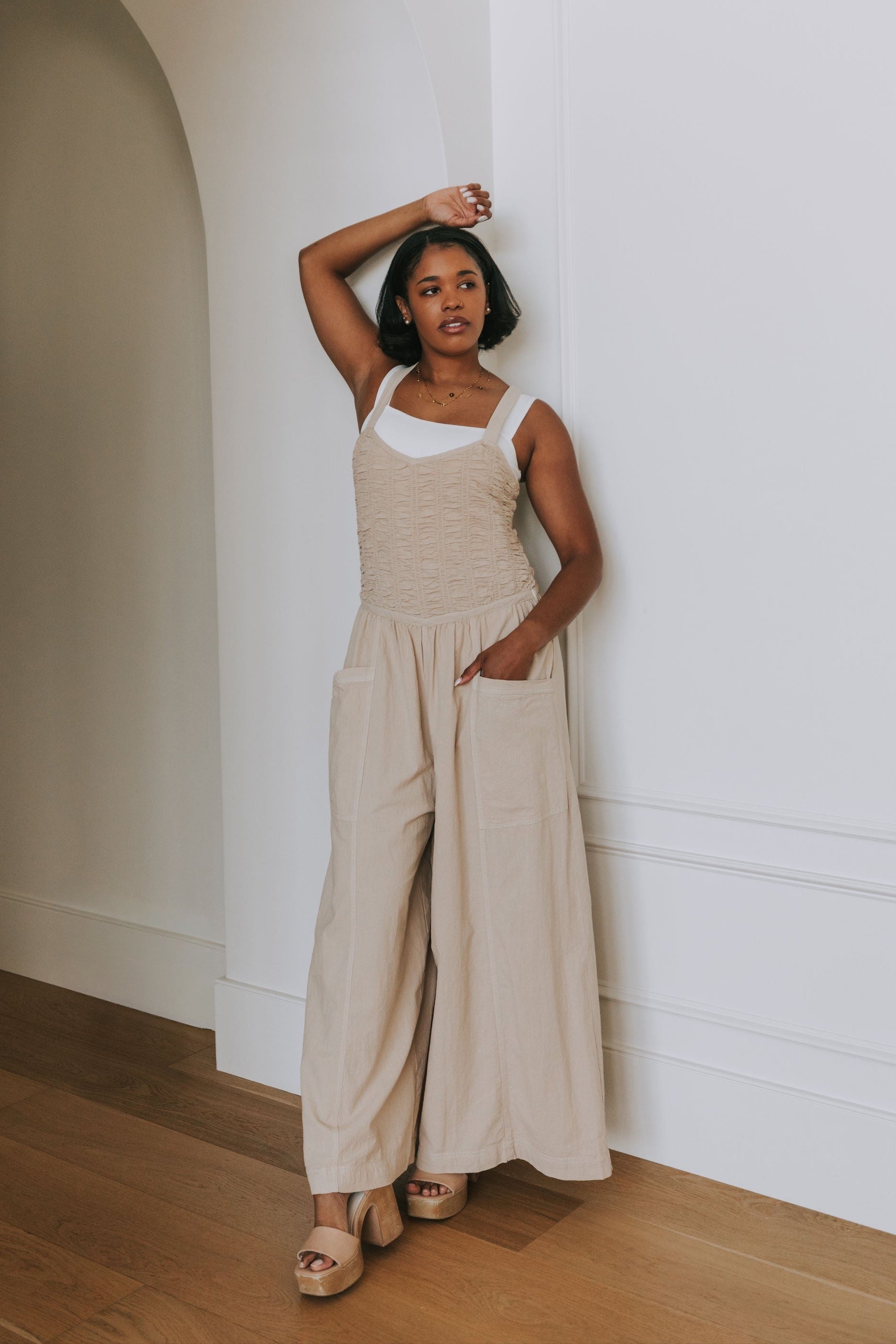 FREE PEOPLE - Forever And Always Ruched One-Piece Jumpsuit