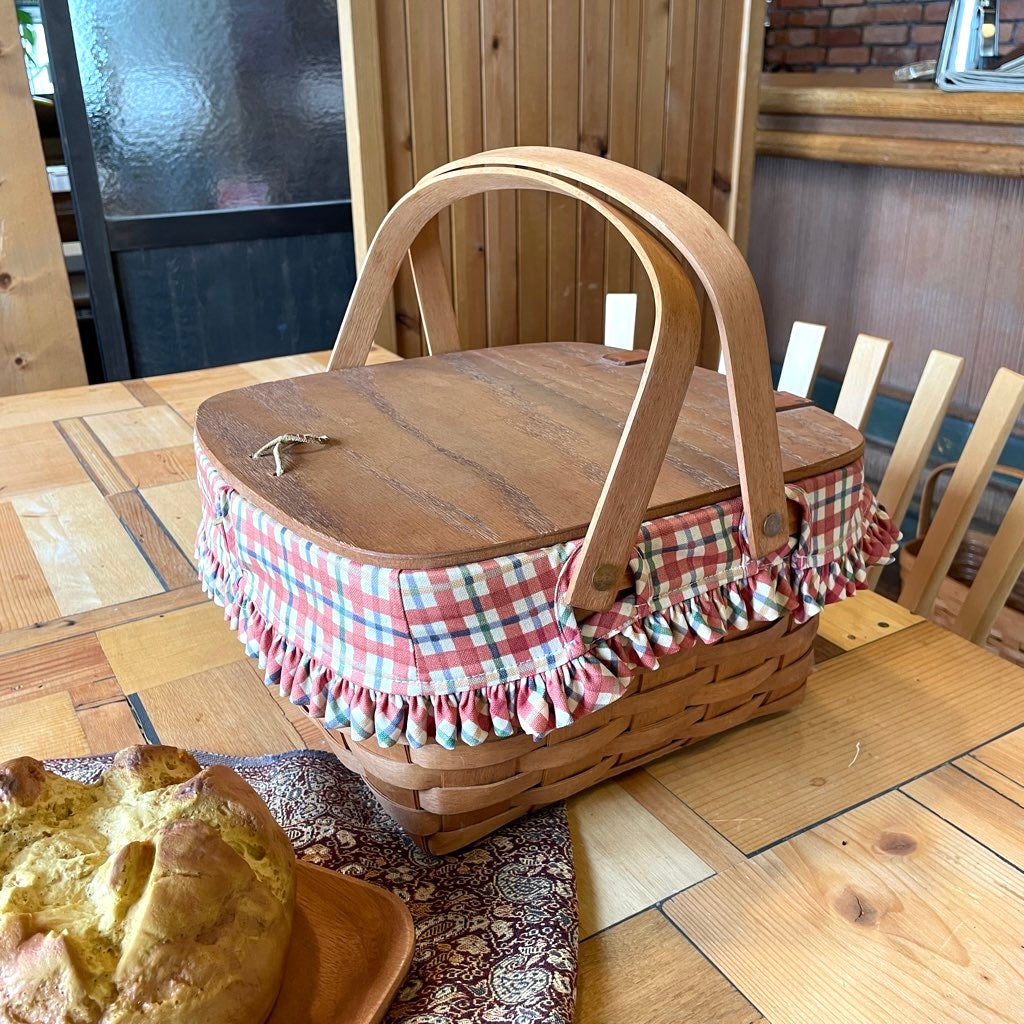 ロンガバーガー/Longaberger バスケット大【1】蓋付きかご カントリー