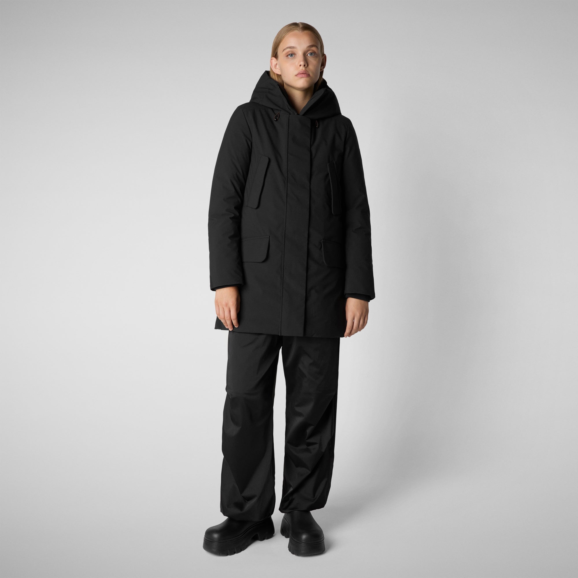 Women's hooded parka Soleil in black