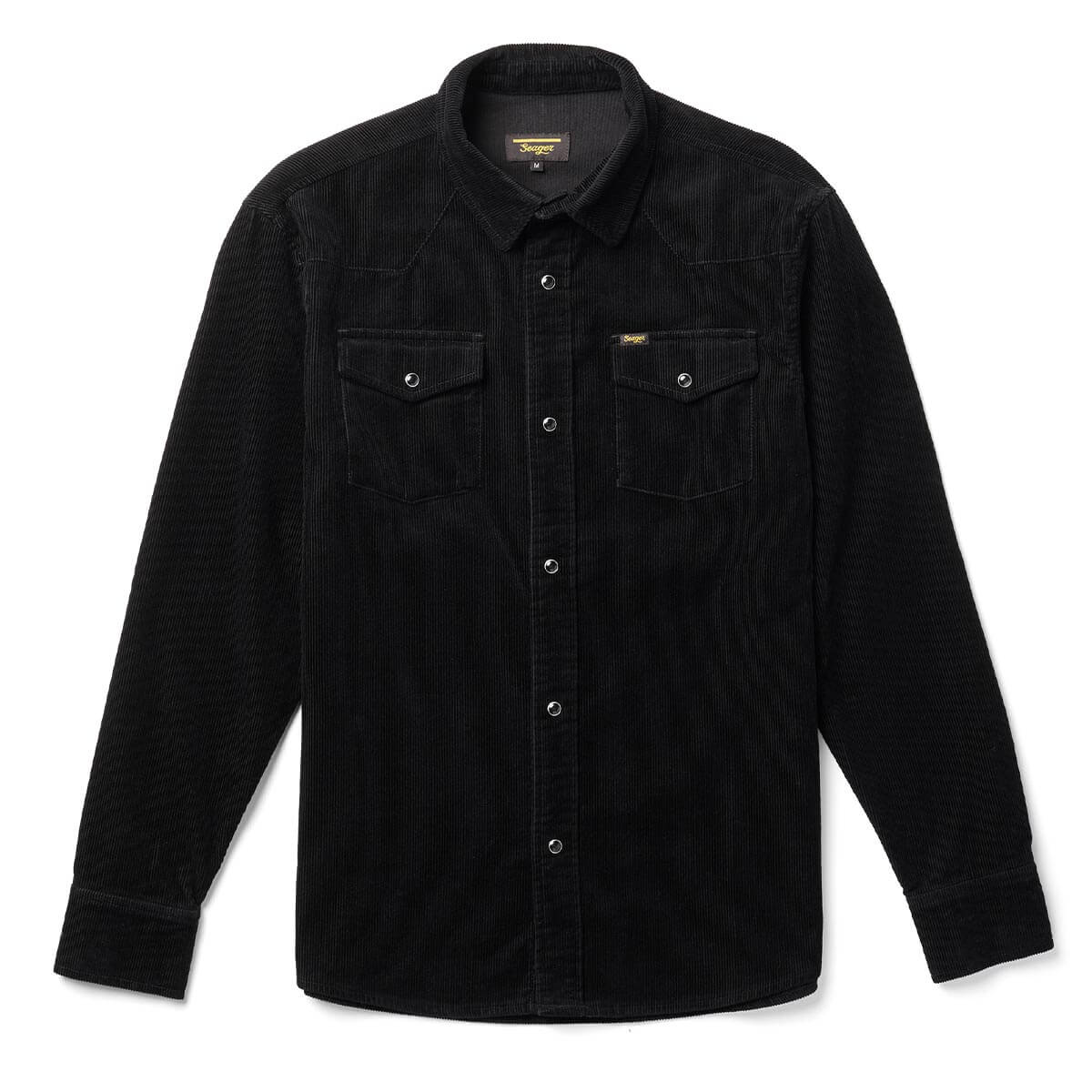 Reagan Pearl Snap Corduroy Black – Seager Co.