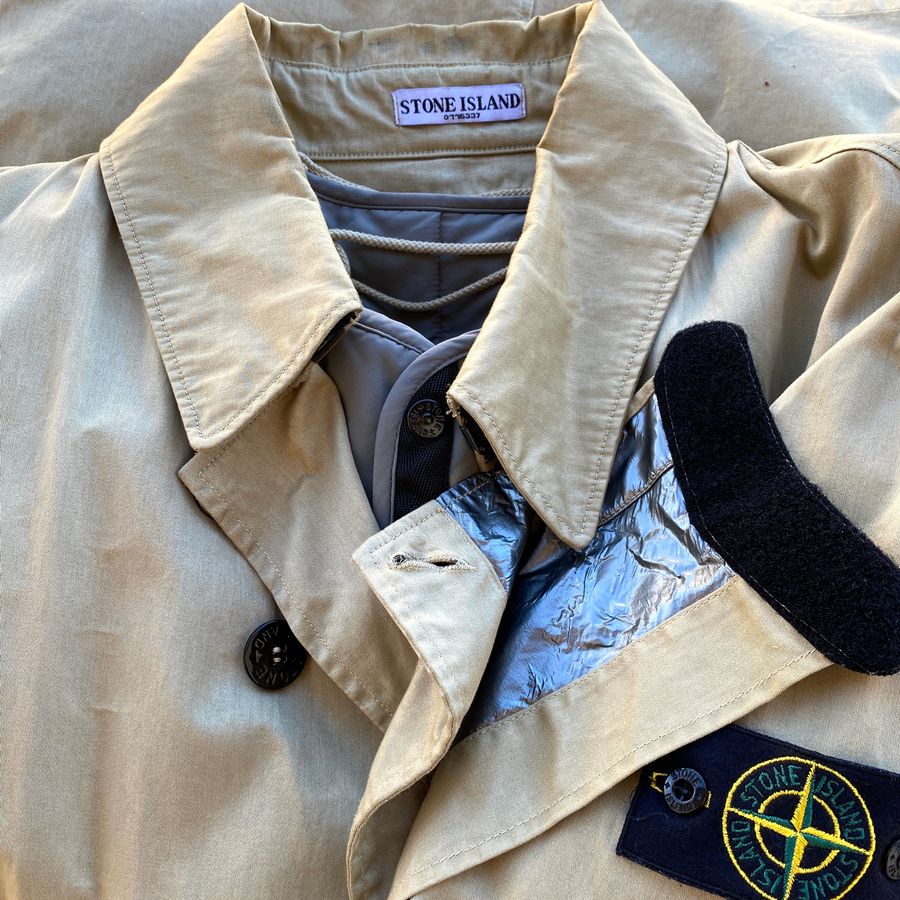 Stone Island AW '03/'04 Raso Gommato Metallic Cover Trench Coat
