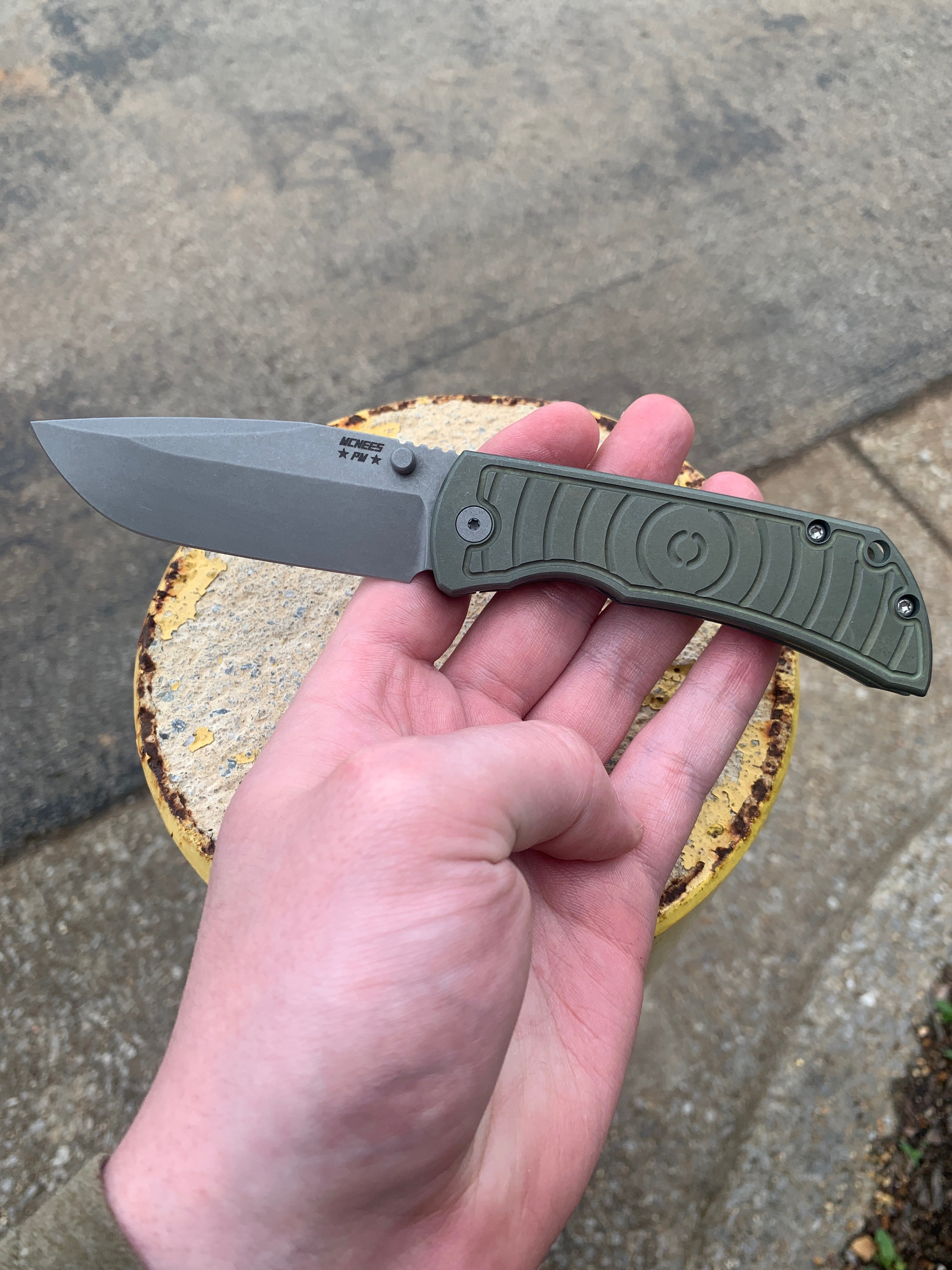 McNees Custom Knives MAC 2 3.5 - Shockwave Green Handle - Matte