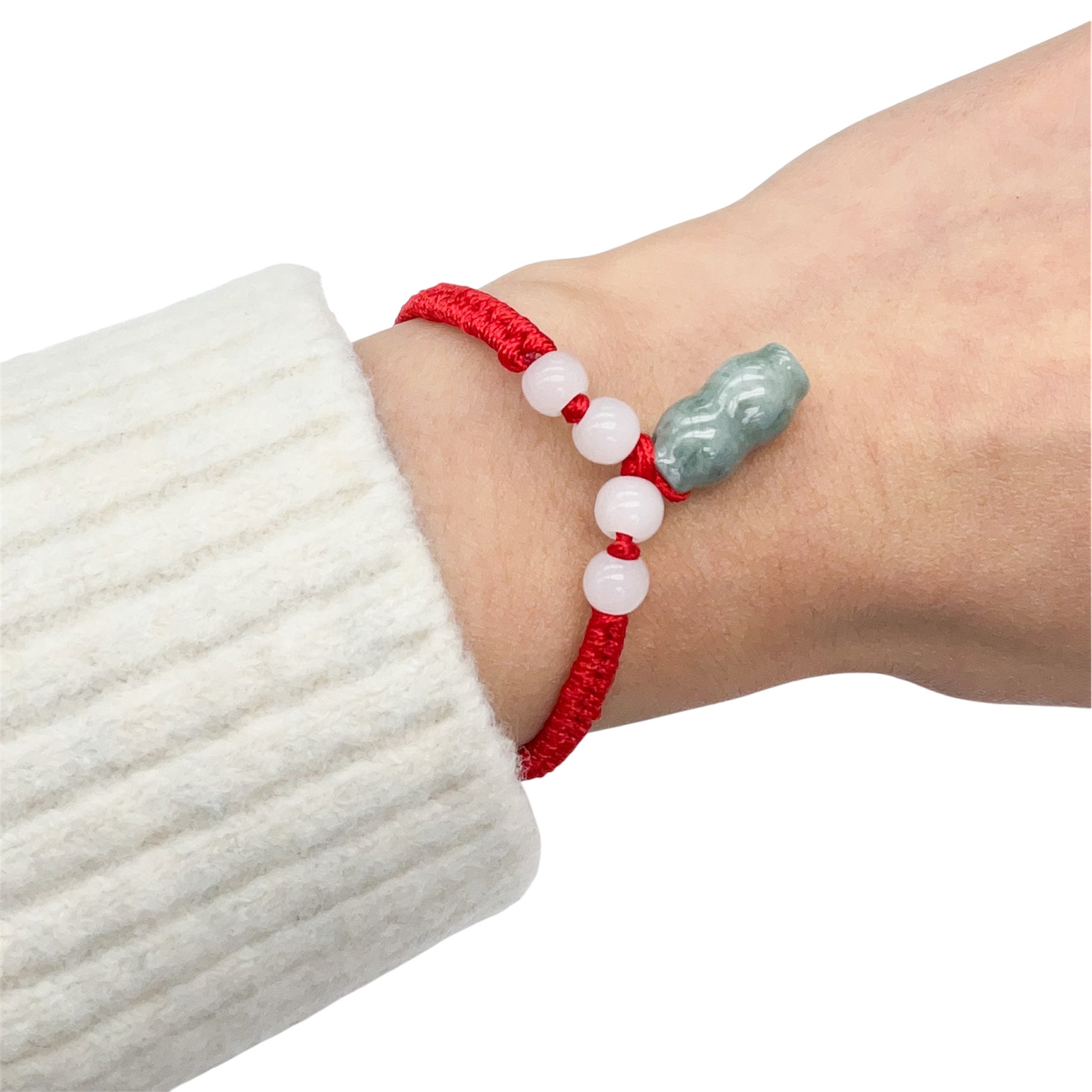 Jade Peanut Charm Red String Bracelet – Wintime & Co.