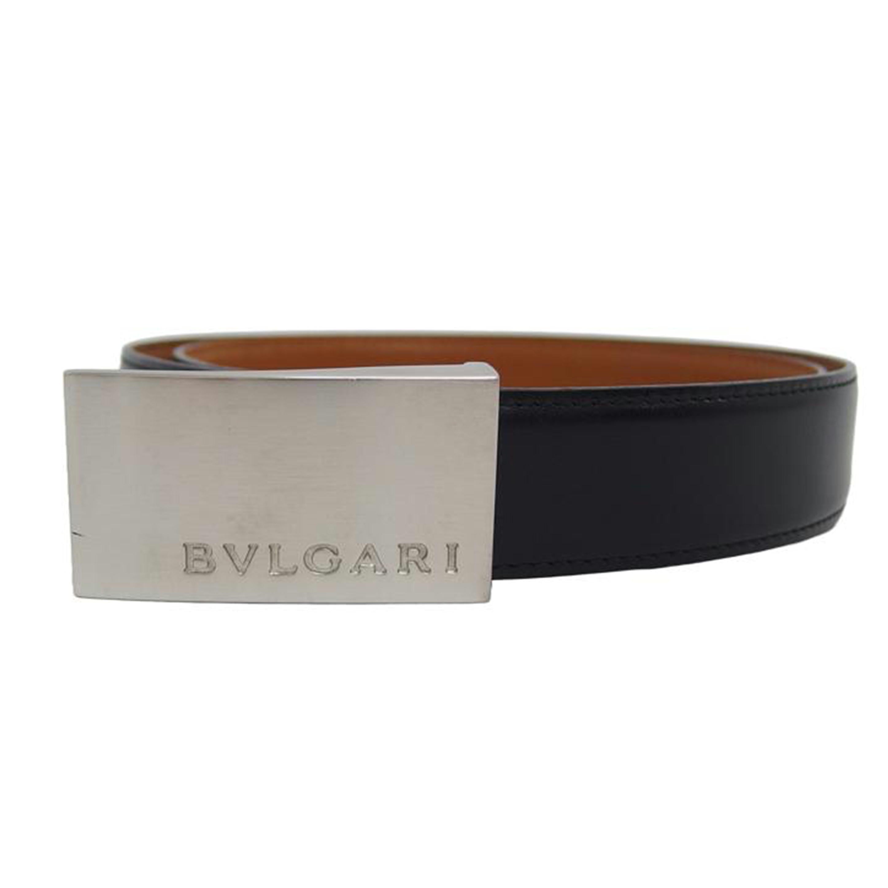 BVLGARI ブルガリ レザーベルト ブラック×キャメル/ブランド