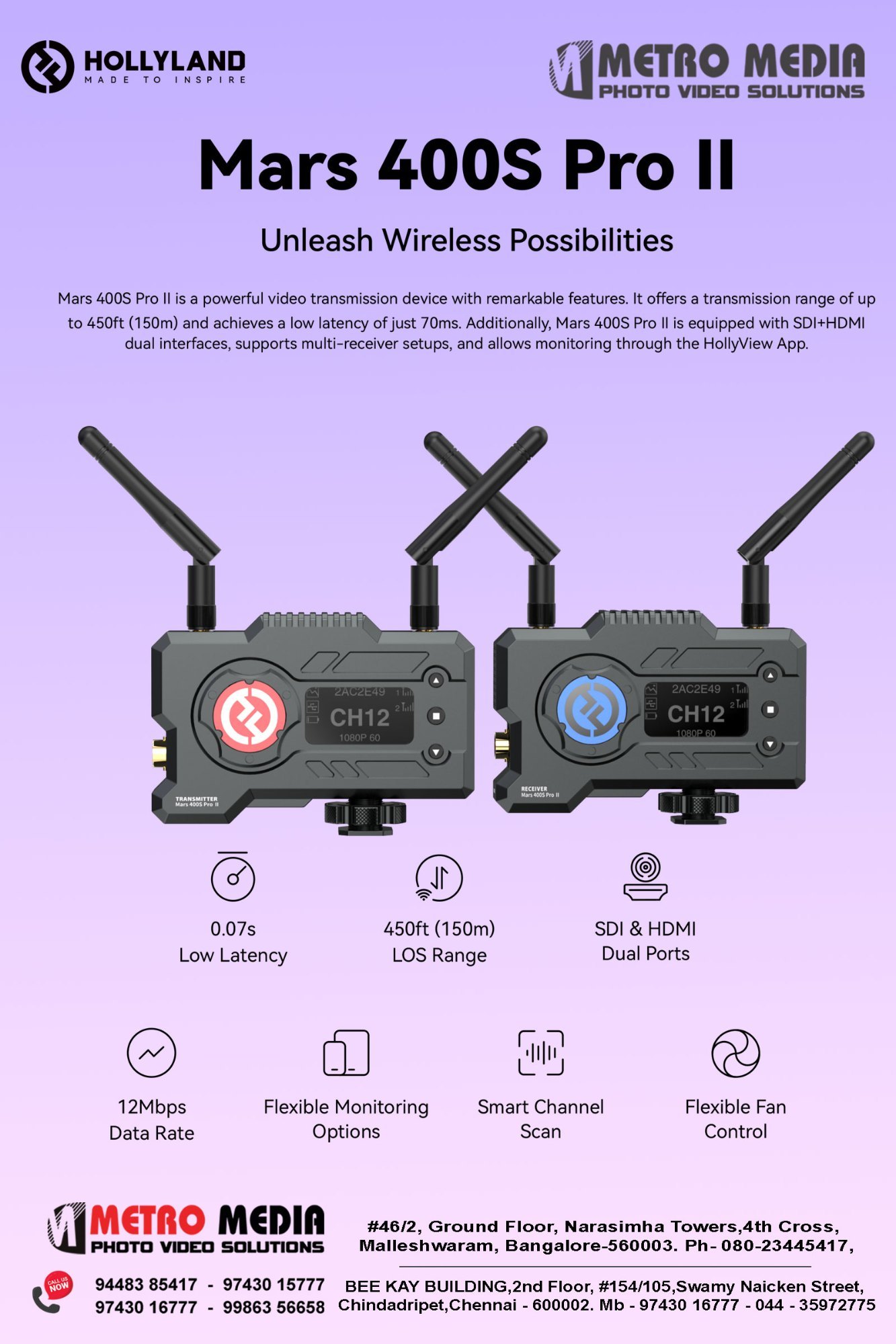 Hollyland Mars 400s Pro 2 Vedio Transmitter, 150 m at ₹ 32000