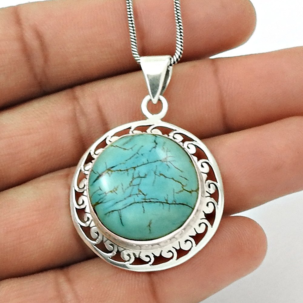 Scrumptious 925 Sterling Silver Natural turquoise Pendants