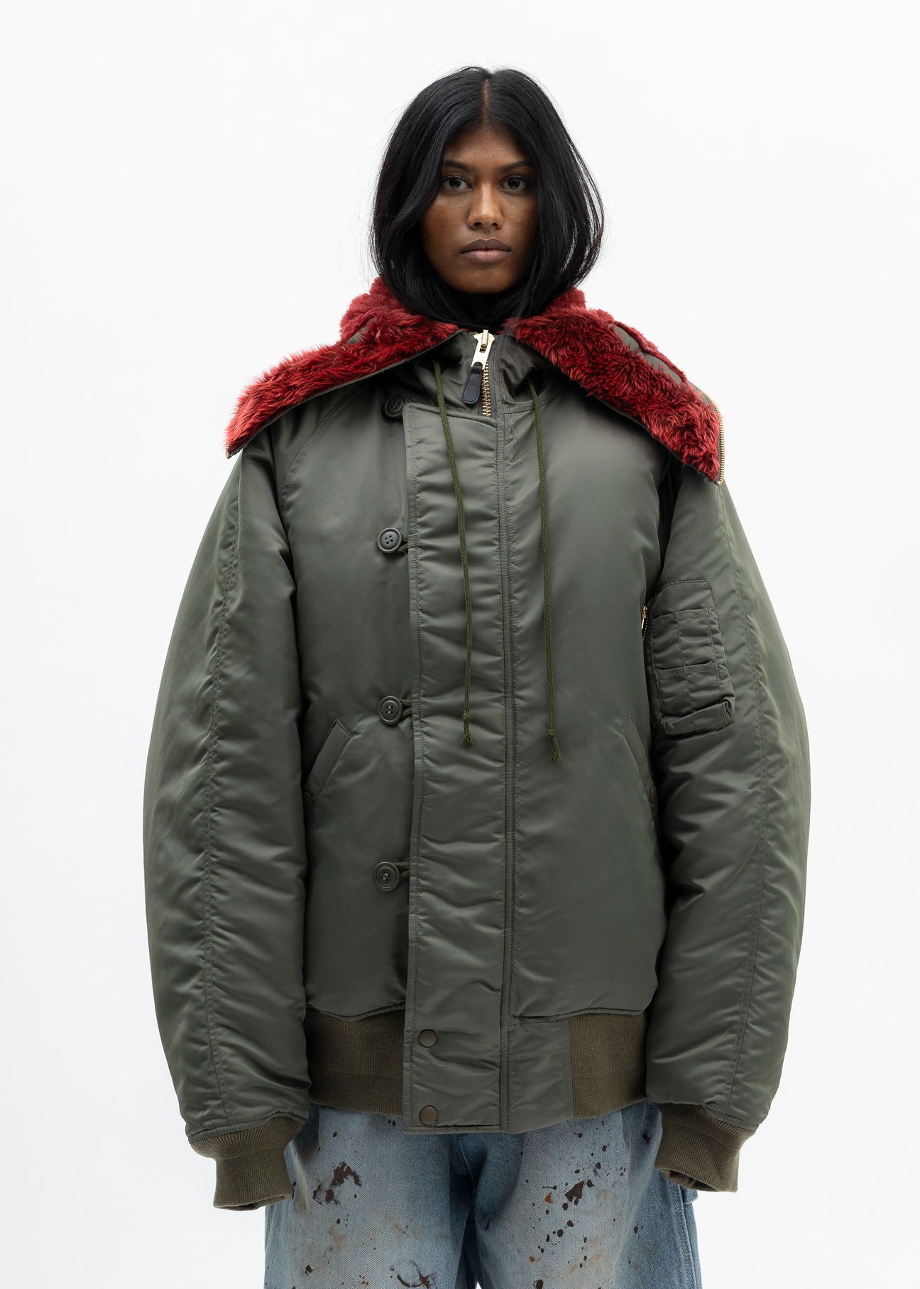 KHAKI PETAL MOUTH HOOD BOMBER JACKET – 017 Shop