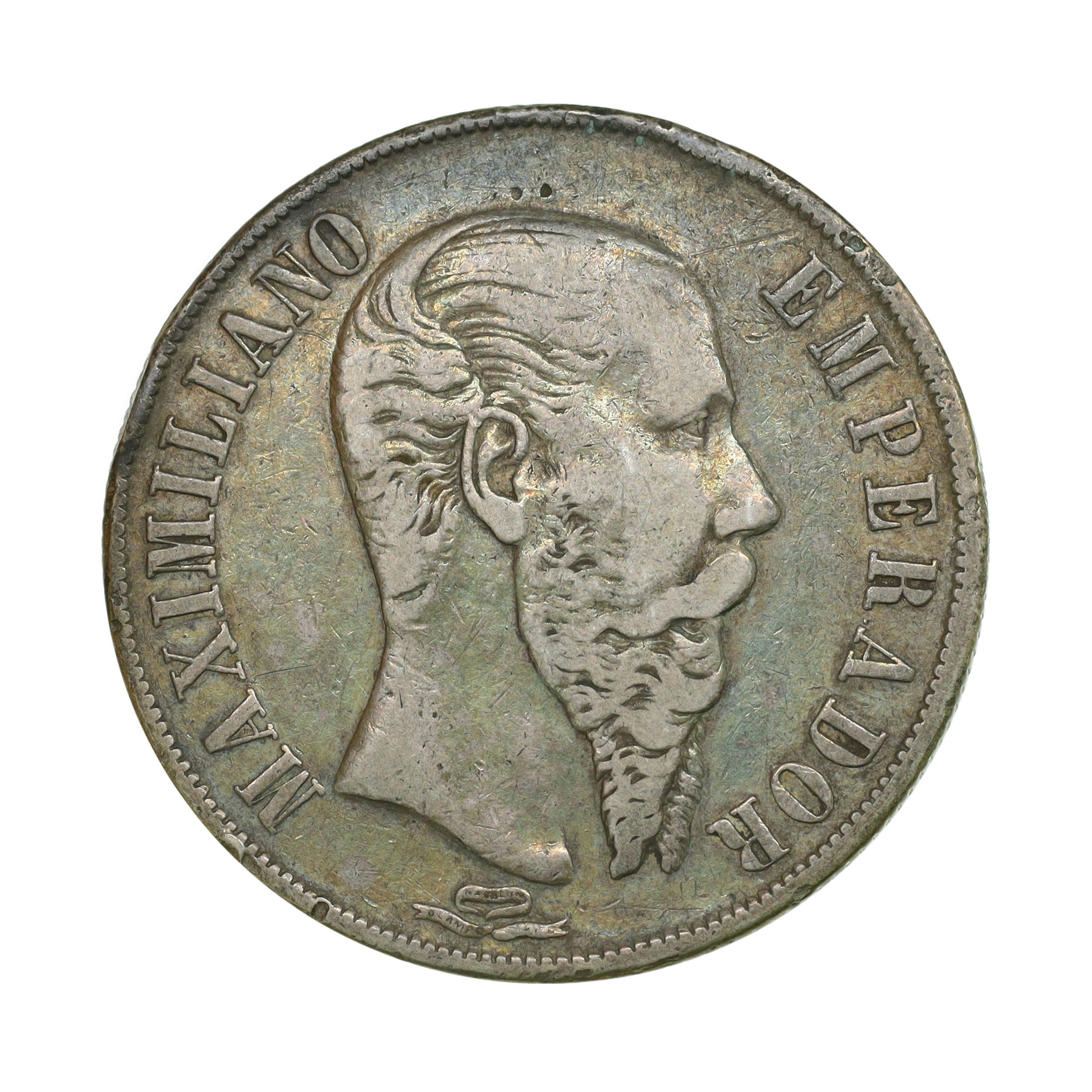 メキシコ 1866Mo 1ペソ 銀貨 マクシミリアン1世 トーン Mexico 1 Peso