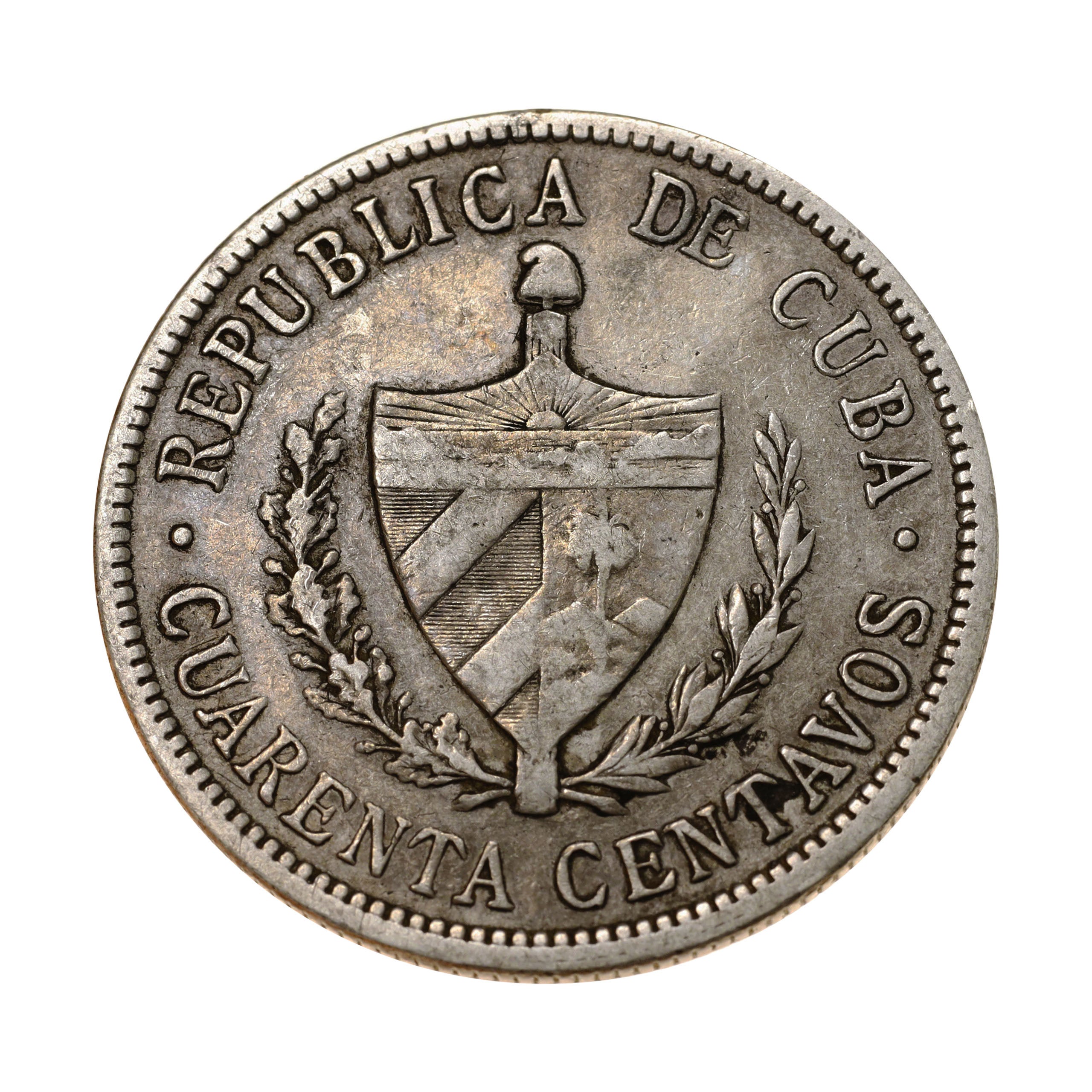 キューバ 1915年 40センターボス 銀貨 Cuba 40 Centavos silver