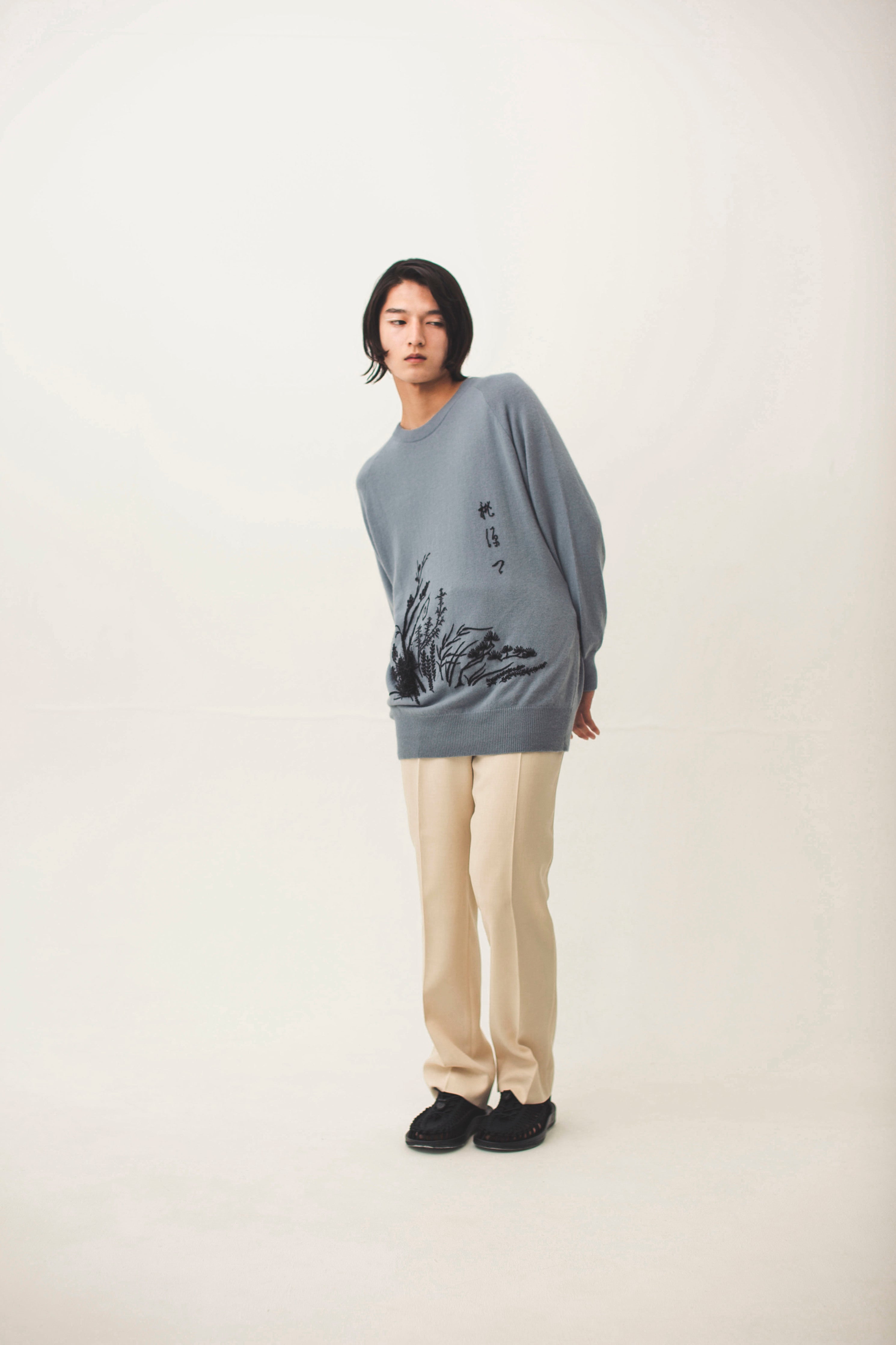 tanakadaisuke BONSAI Knit (Hand embroidery) SAX