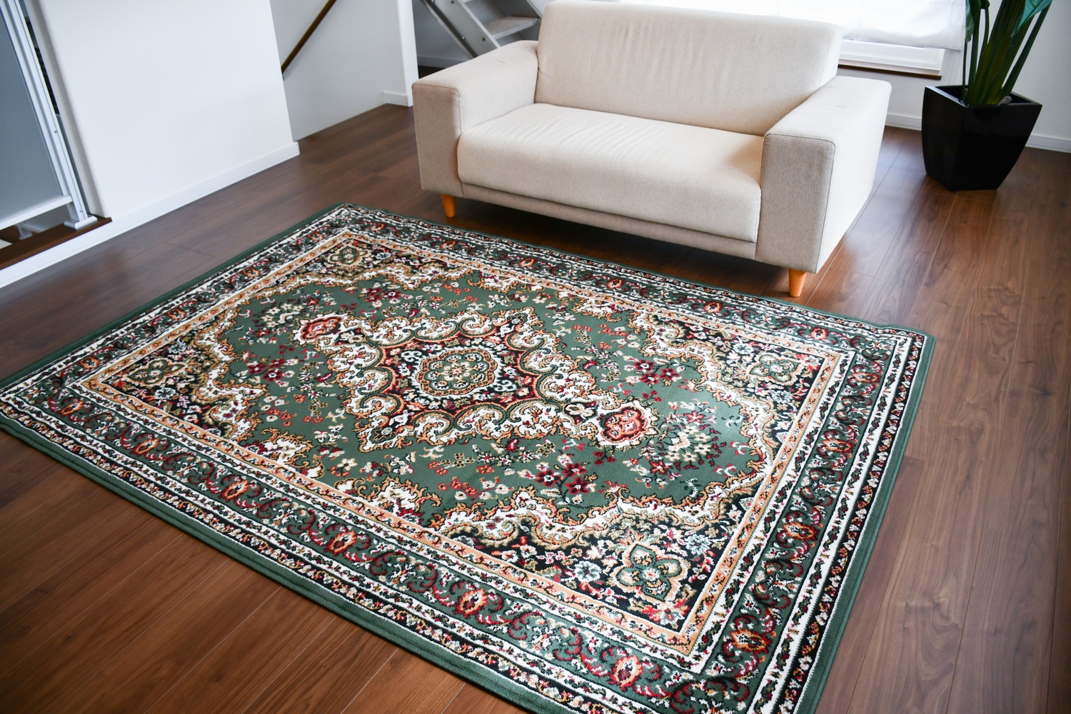 カーペット 3畳 ラグ ベルギー 絨毯 じゅうたん おしゃれ 赤 緑 レッド