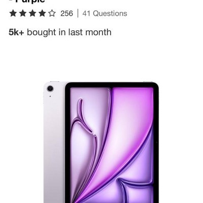 Apple iPad Air (M3) 11 inch Wi-Fi 128GB - Purple : Target