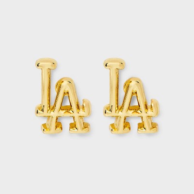 Bijoux Sport by Luv Aj MLB Gold Logo Stud Earrings - LA Dodgers