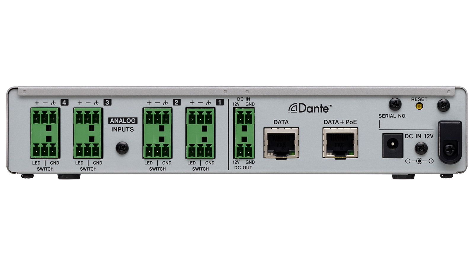 MM-4D/IN-E | DSPミキサー内蔵4マイク/ライン入力Danteコンバーター