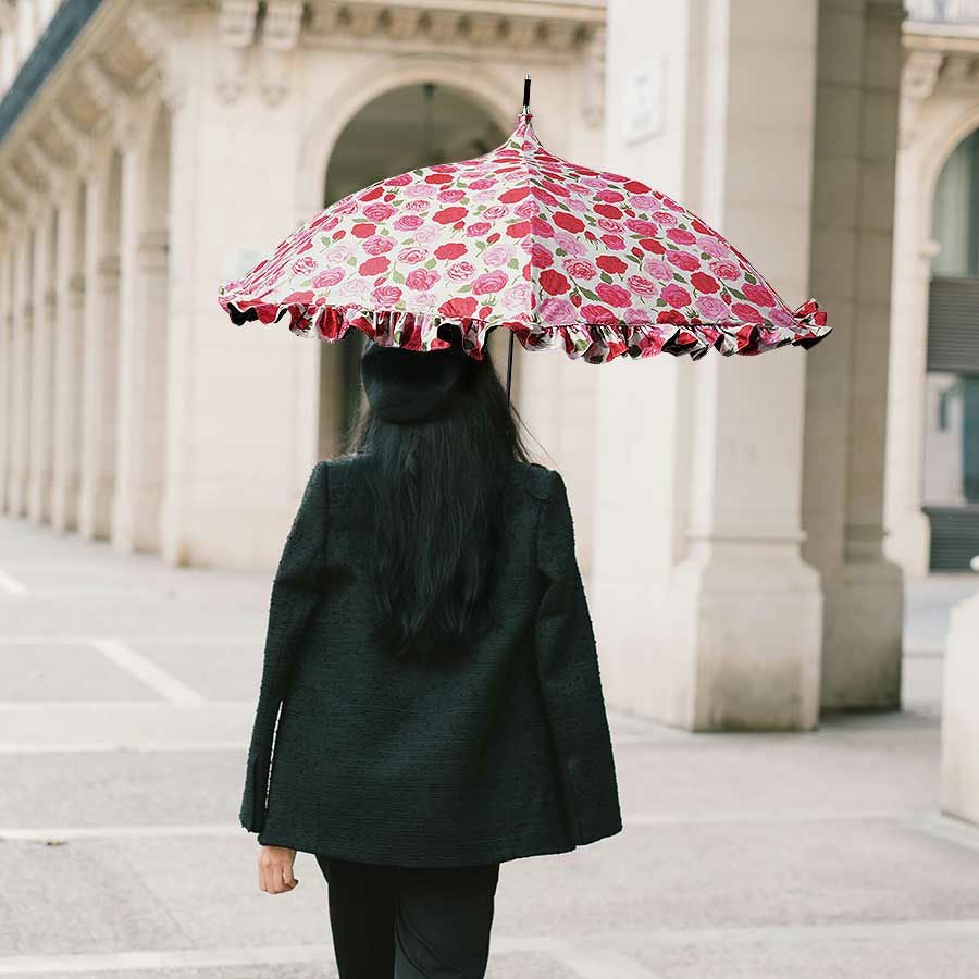 カサノヴァ 晴雨兼用長傘 パゴダ (フリル付)(アンティークローズ