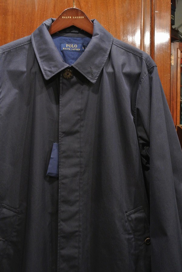 ポロラルフローレン コットン×ナイロン ステンカラーコート (NAVY/L