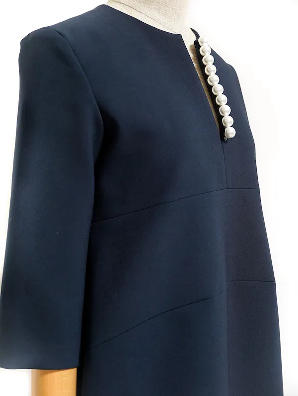 YOKO CHAN（ヨーコチャン） ロングスリーブパールドレス（ネイビー