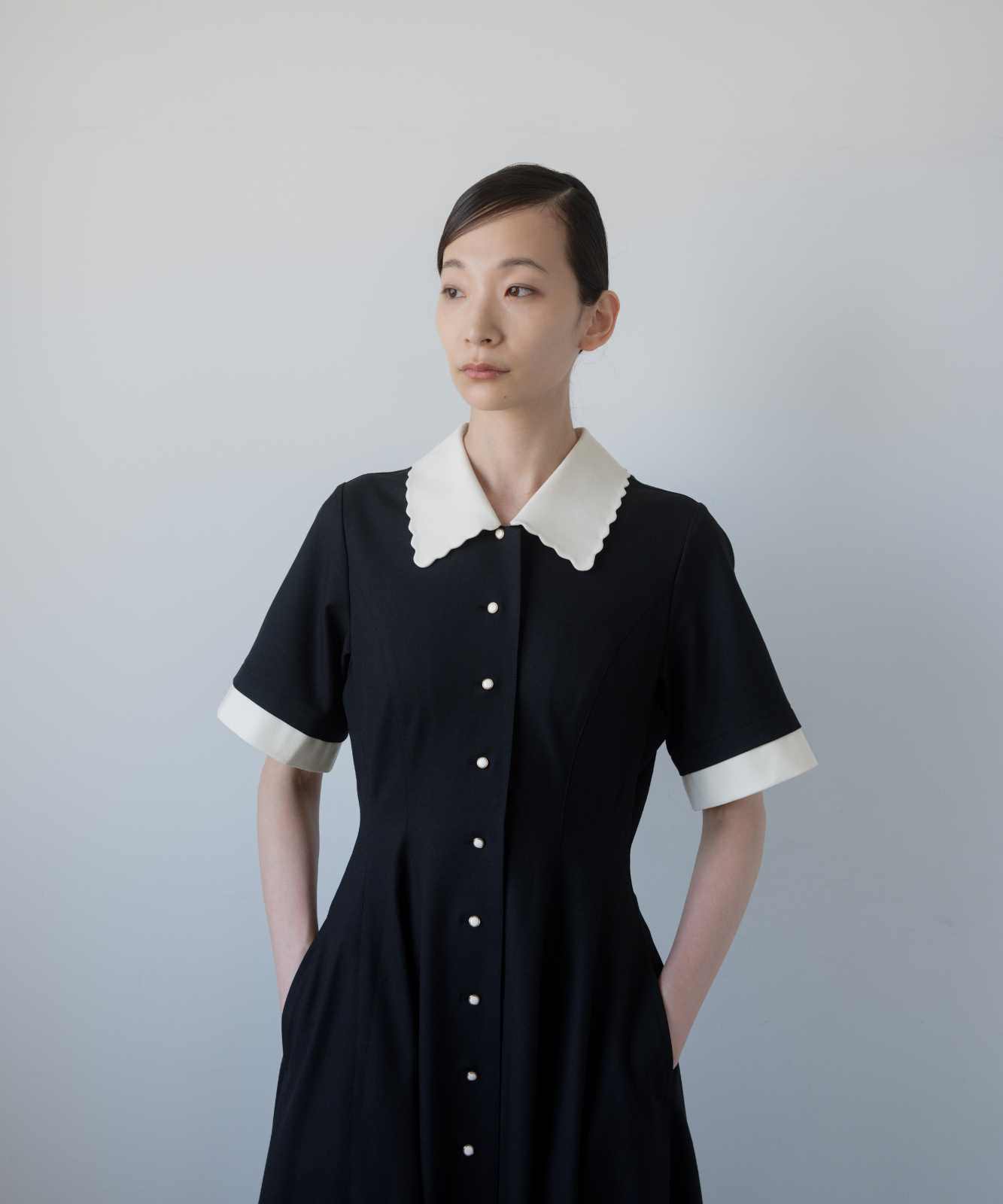 ≪通常販売≫【THE DRESS #64】 scallop bicolor one piece