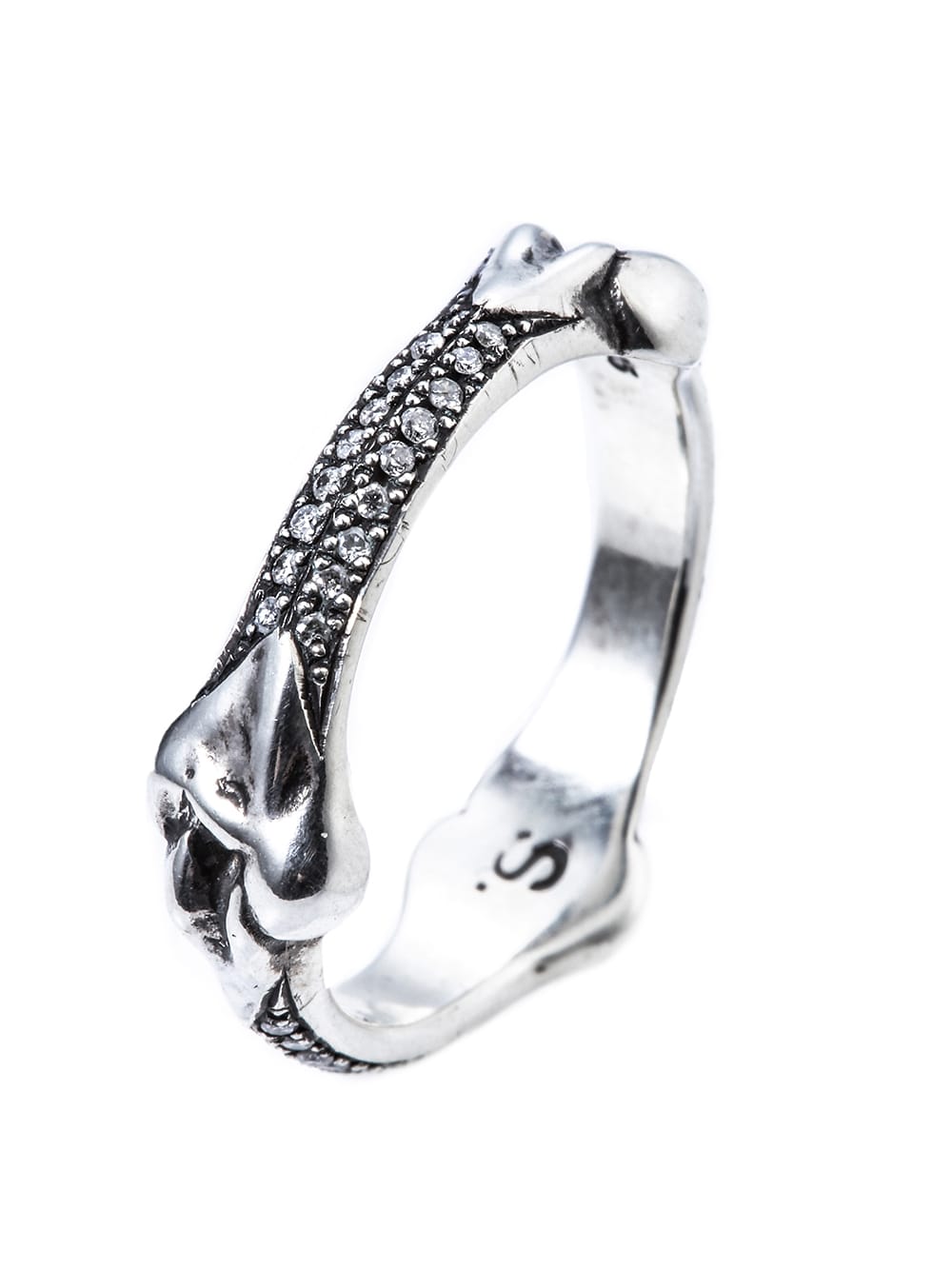 sa.0002AW25-silver ボーンシェイプドバンドリングウィズダイヤモンド