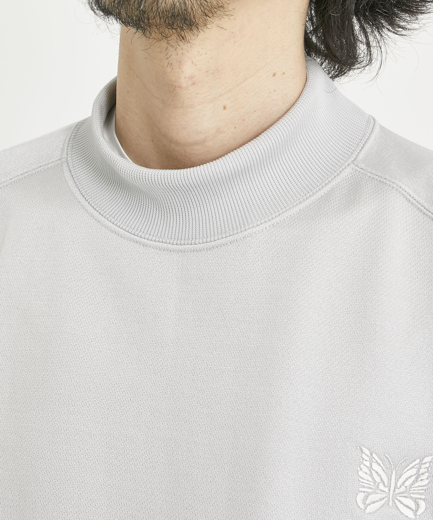 S/S Mock Neck Tee - C/PE Bright Jersey(XS WHITE): NEEDLES: MENS