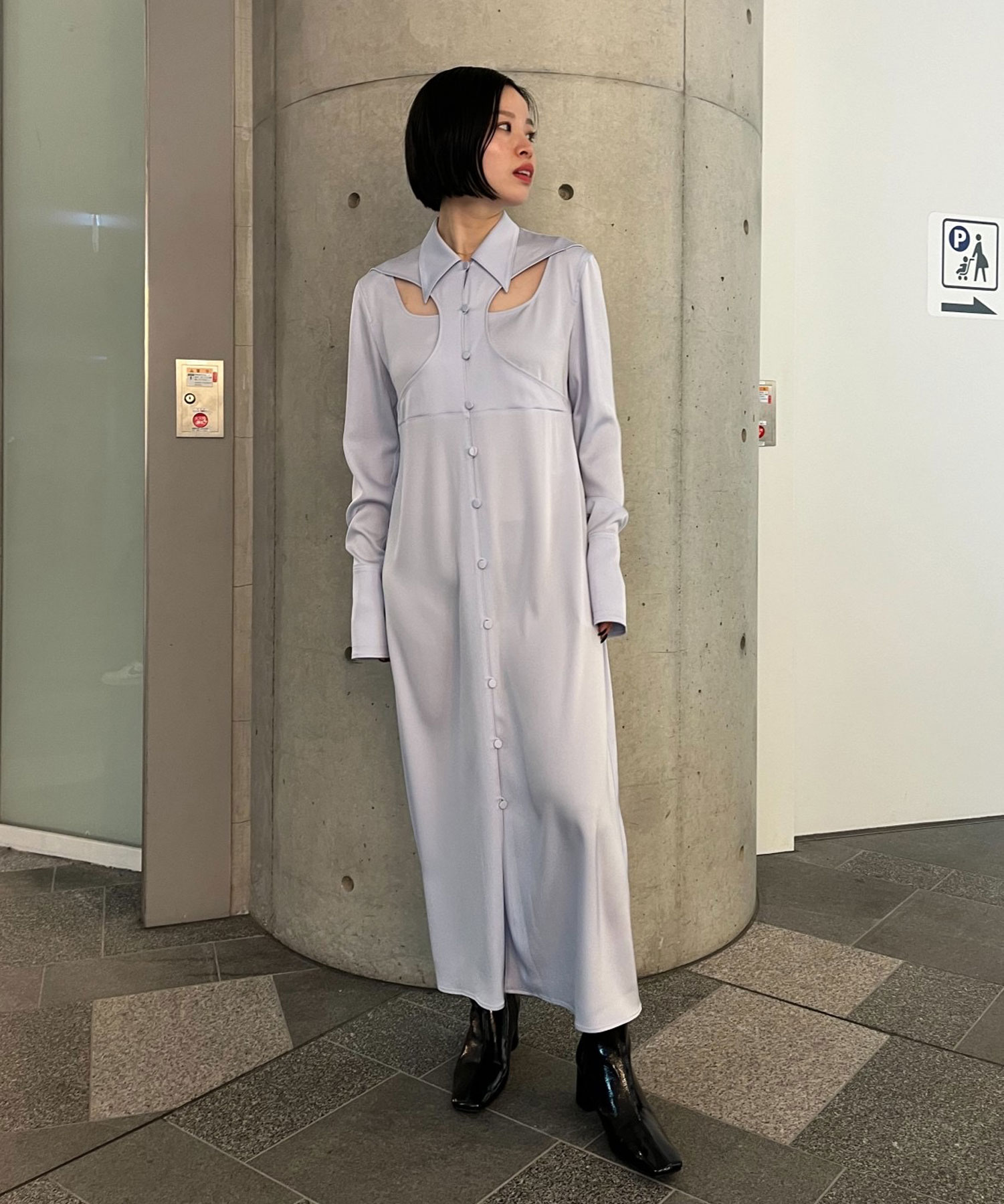 EX.CUTOUT SATIN DRESS｜FETICO