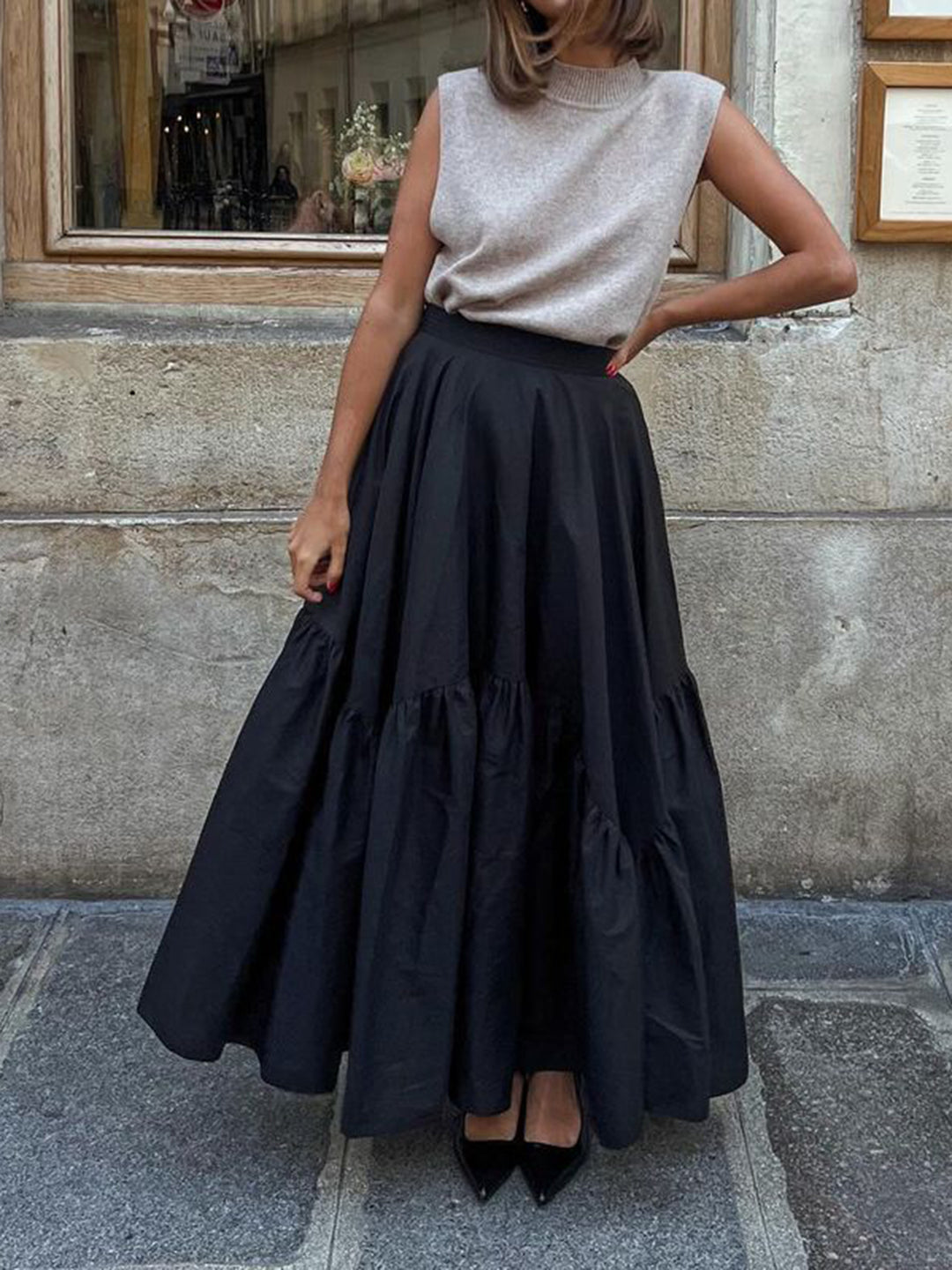 Asymmetrical Pleated Maxi Skirt | COMMENSE