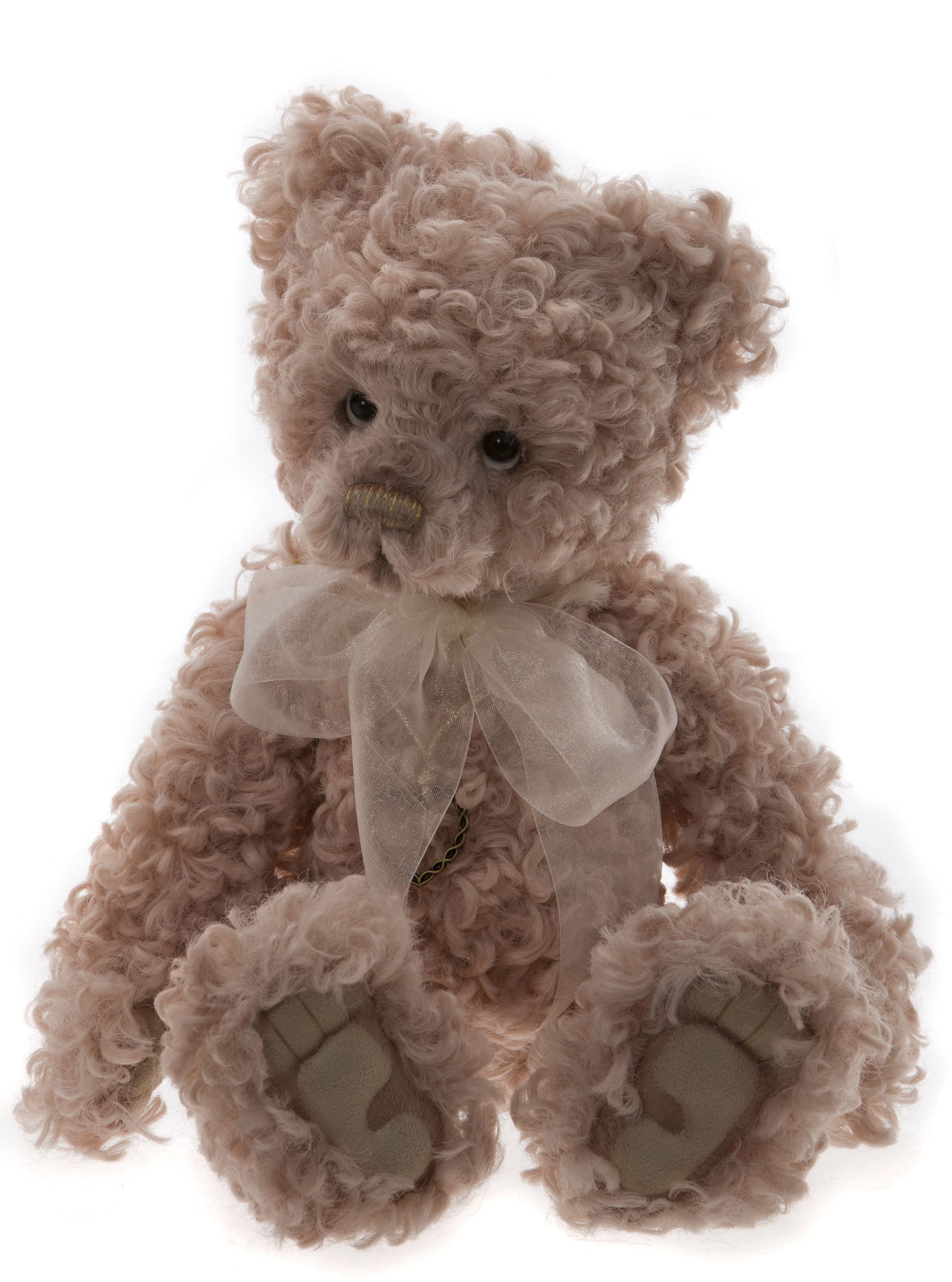 Charlie Bears Pearl Teddy Bear | Soft Pink Bear with Curly Hair