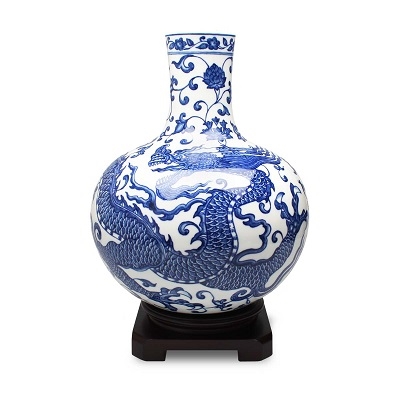 国立故宮博物院 3D文物鑑賞-3D文物-明 永楽 青花穿蓮龍紋天球瓶