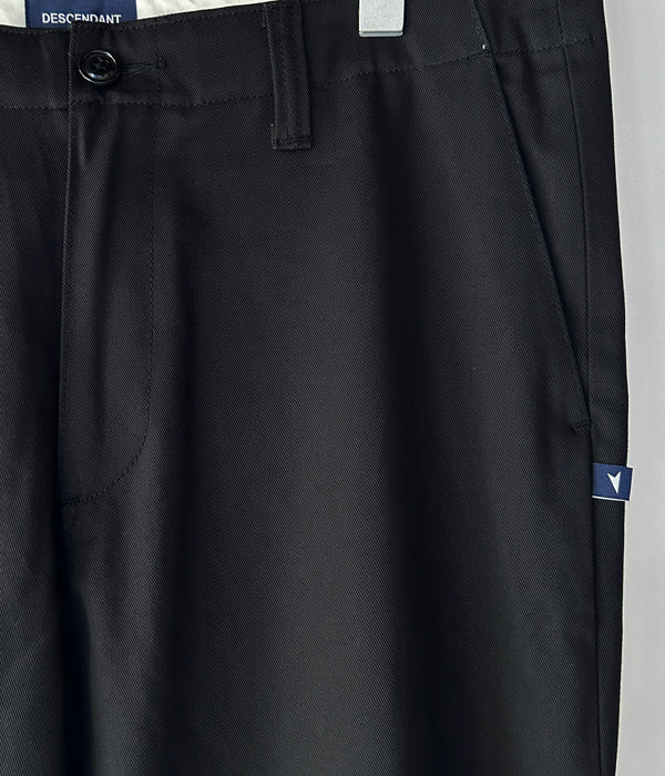 DESCENDANT/DC-6 ORGANIC COTTON TWILL TROUSERS (BLACK)