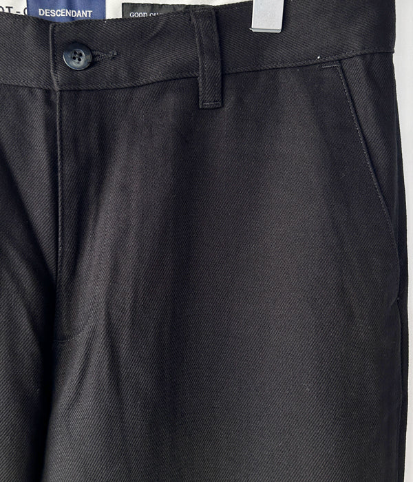 DESCENDANT/DC-6 GDT ORGANIC COTTON TWILL TROUSERS (BLACK)