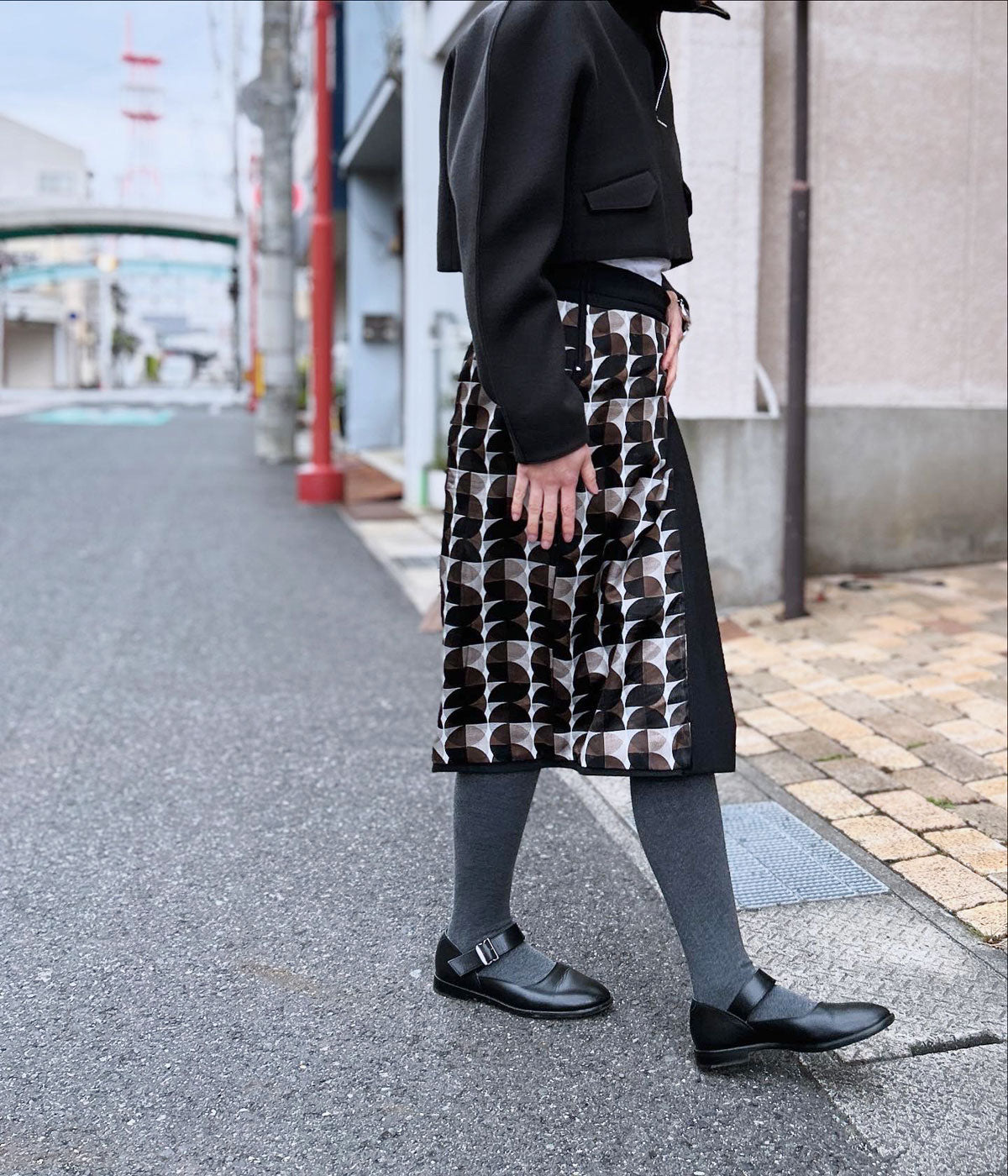 FUMIKA_UCHIDA/SUITING LACE WAIST MIDI SKIRT(CHL/BROWN)