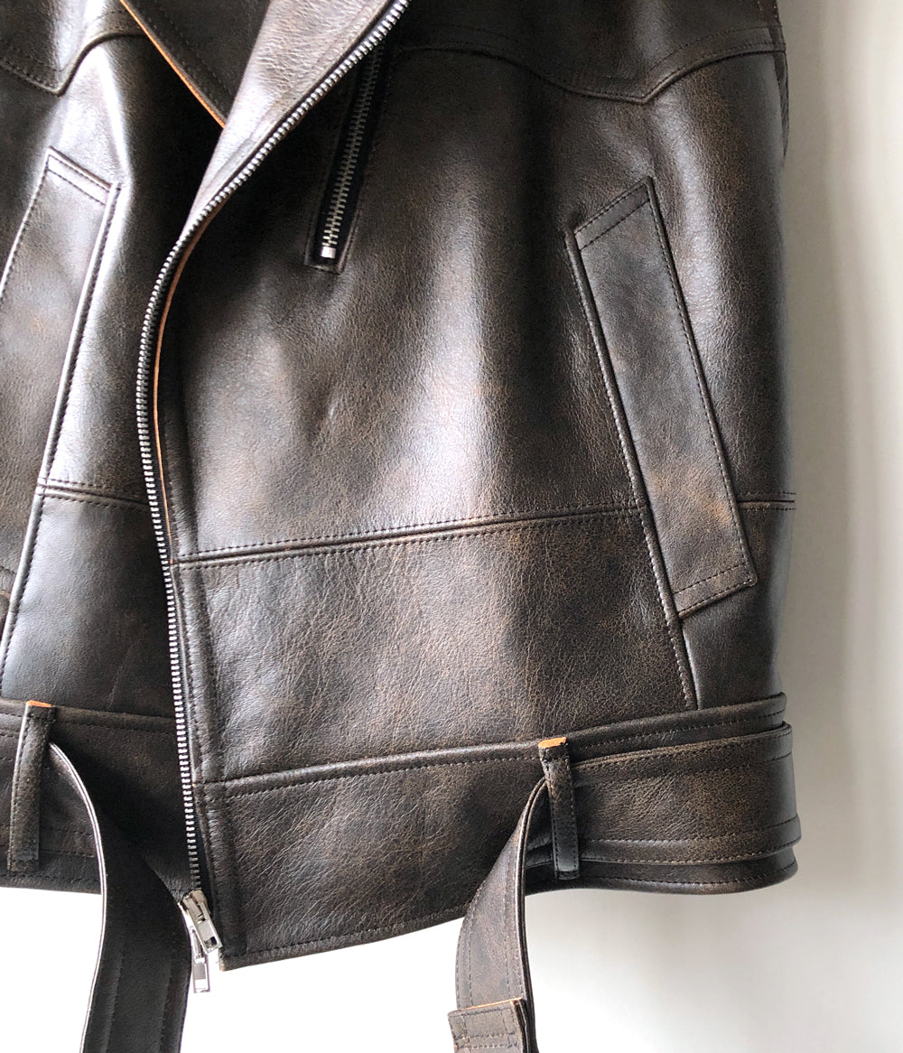 FUMIKA_UCHIDA/LEATHER SLEEVELESS DOUBLE RIDERS JACKET(BLACK)