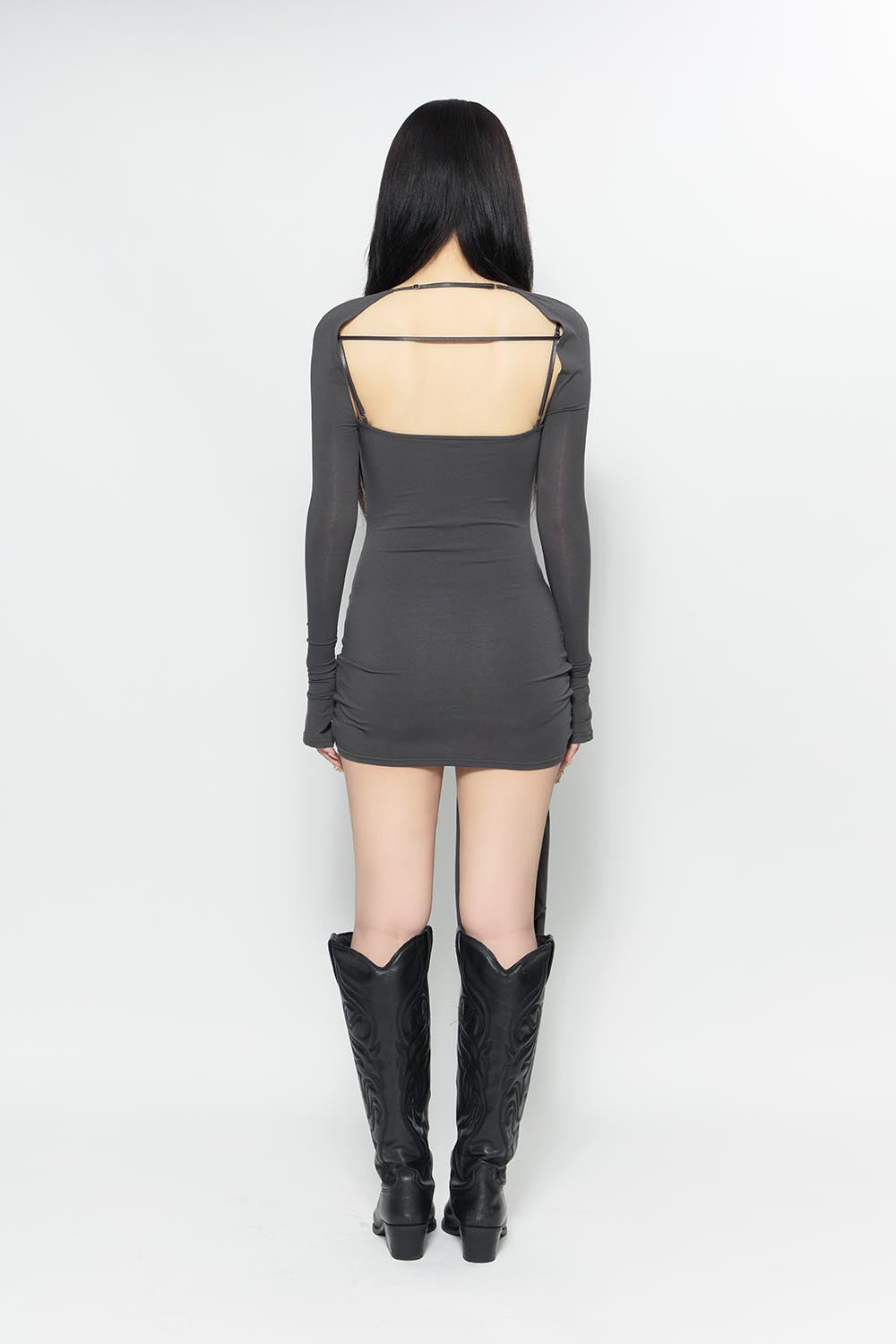 THEREDTHREAD / ザレッドスレッド】S waist drape dress mini
