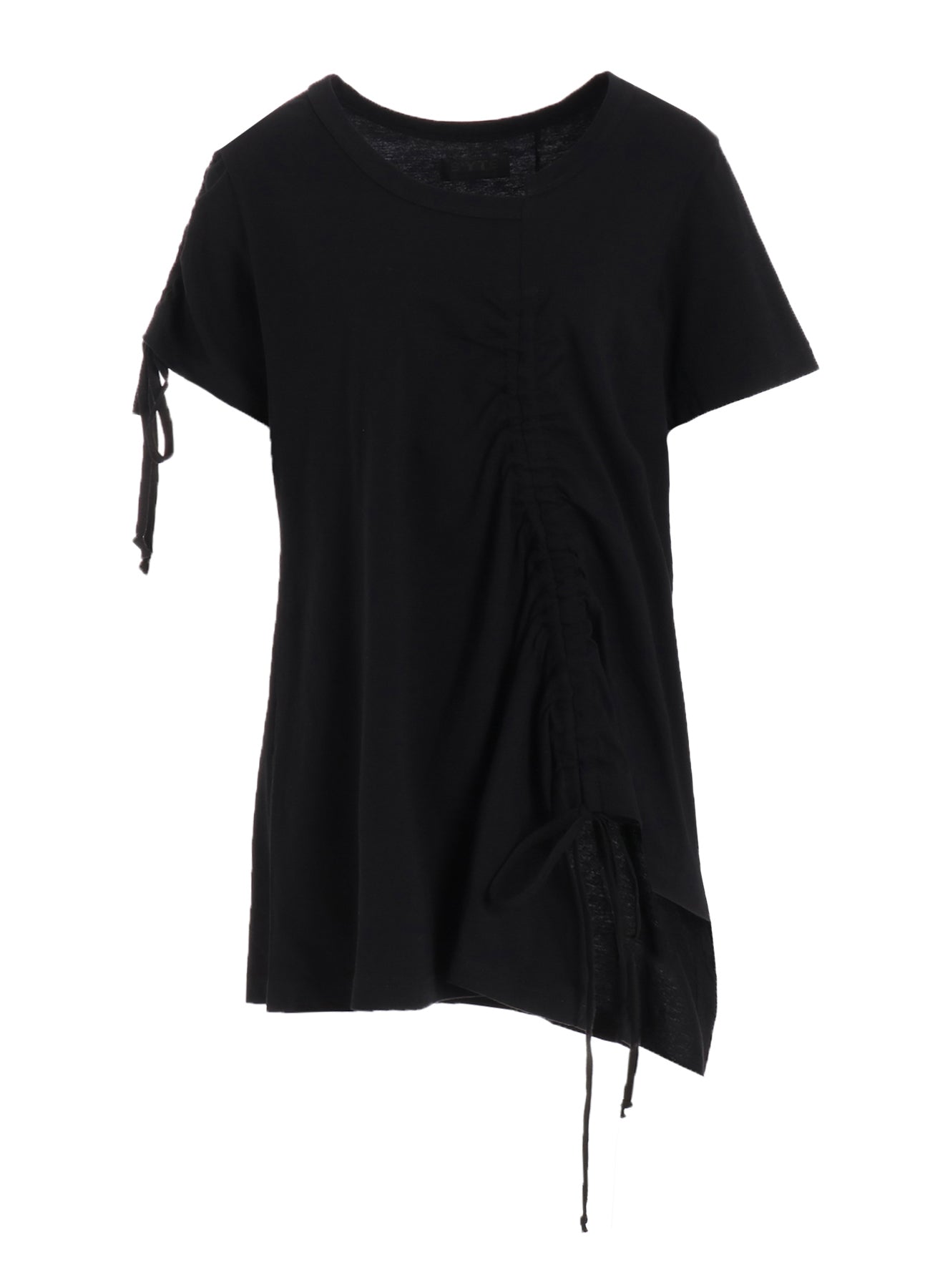 SOFT JERSEY ASYMMETRICAL T-SHIRT WITH GATHERED STRINGS – THE SHOP