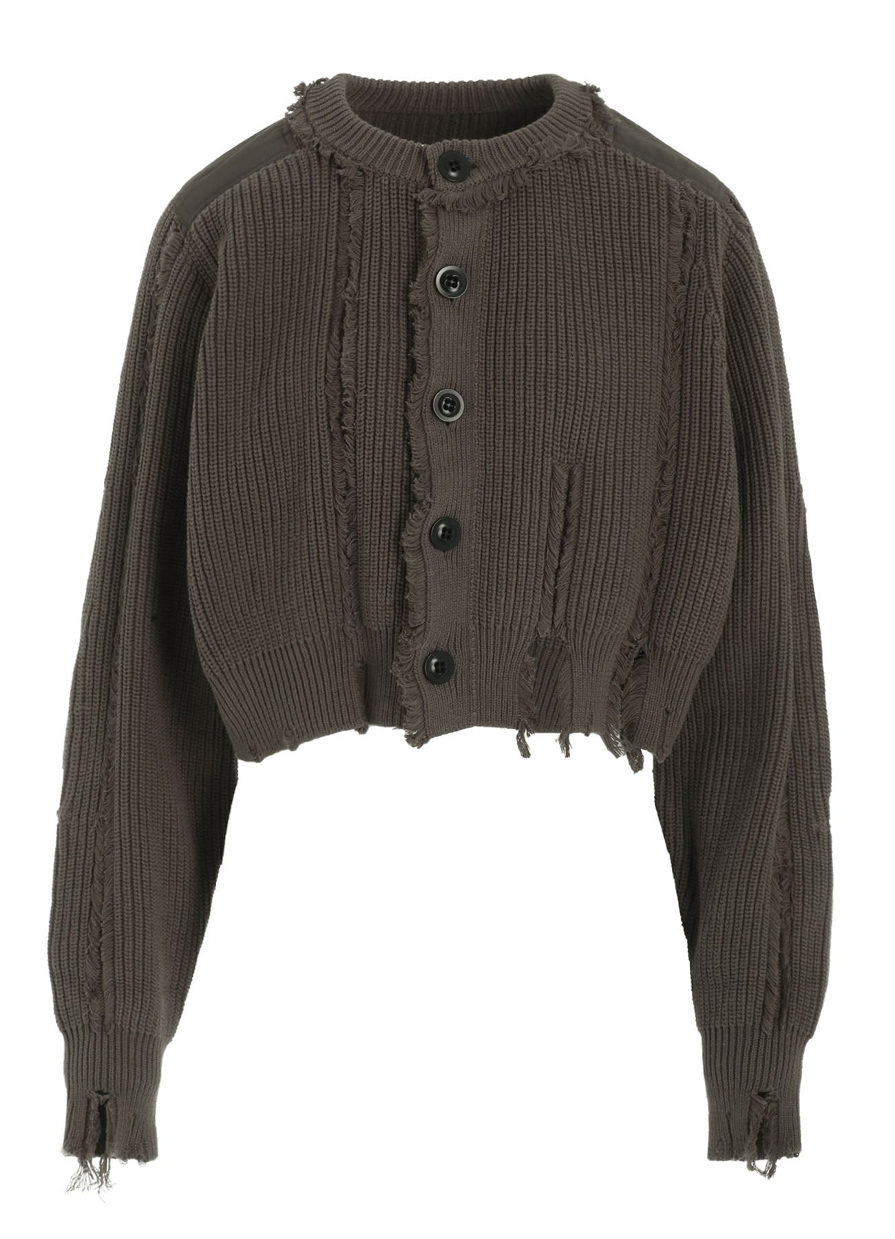 COTTON CREWNECK DISTRESSED KNIT CARDIGAN – THE SHOP YOHJI YAMAMOTO