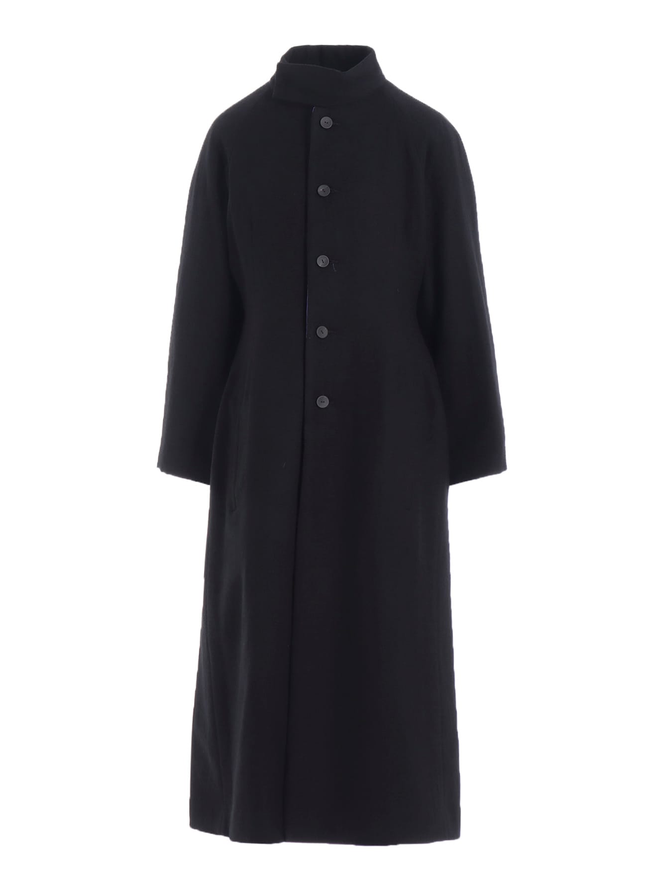OVERDYE WOOL VIERA REVERSIBLE STAND COLLAR COAT(XS Black): Yohji