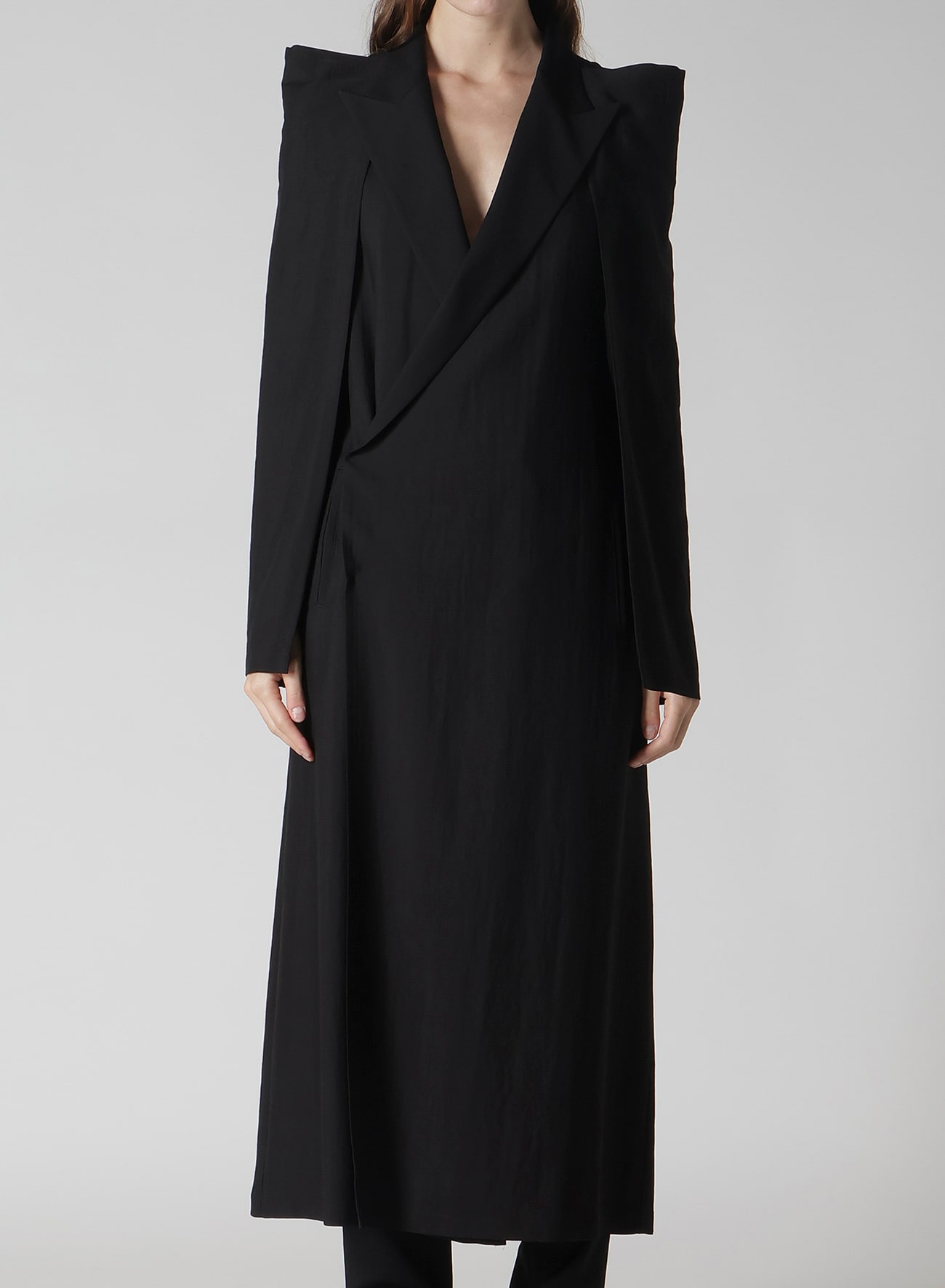 Cu/W HIGH TWISTED GABARDINE BOX SILHOUETTE COAT(XS Black): Vintage